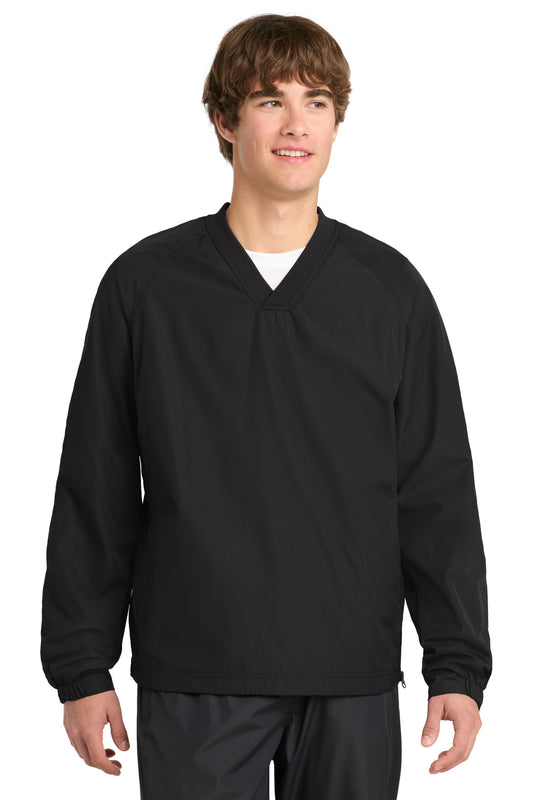 Sport-Tek V-Neck Raglan Wind Shirt. JST72 - EMBROIDERED