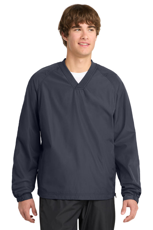 Sport-Tek V-Neck Raglan Wind Shirt. JST72 - EMBROIDERED