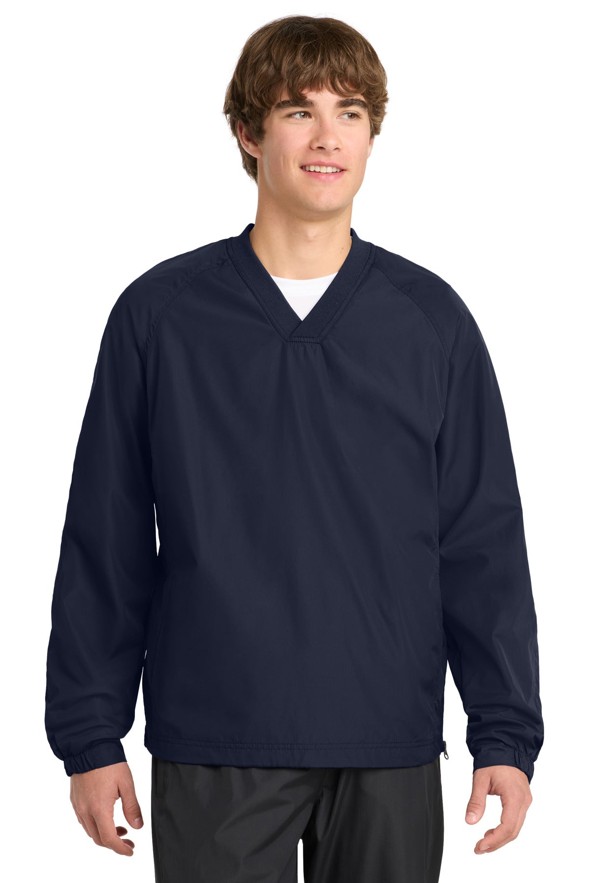 Sport-Tek V-Neck Raglan Wind Shirt. JST72 - EMBROIDERED