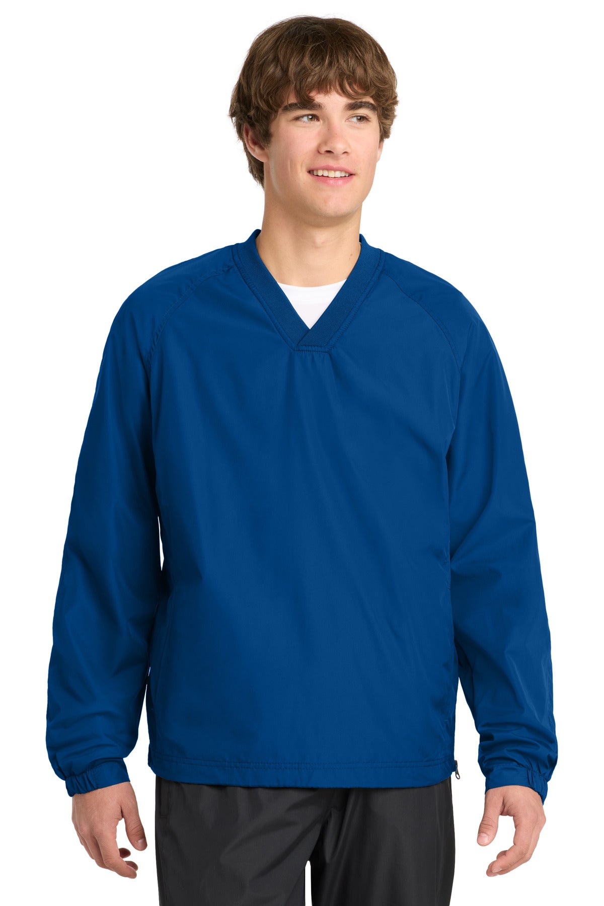 Sport-Tek V-Neck Raglan Wind Shirt. JST72 - EMBROIDERED