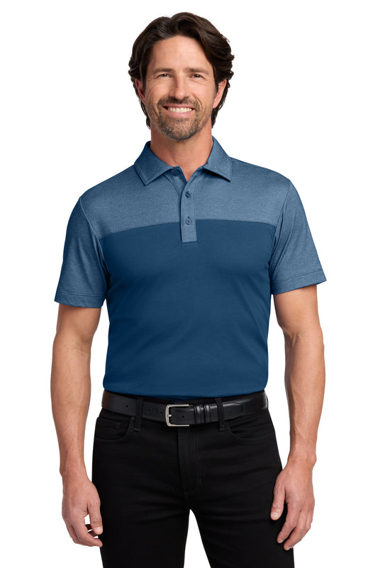 Port Authority Fine Pique Blend Blocked Polo K831 - EMBROIDERED