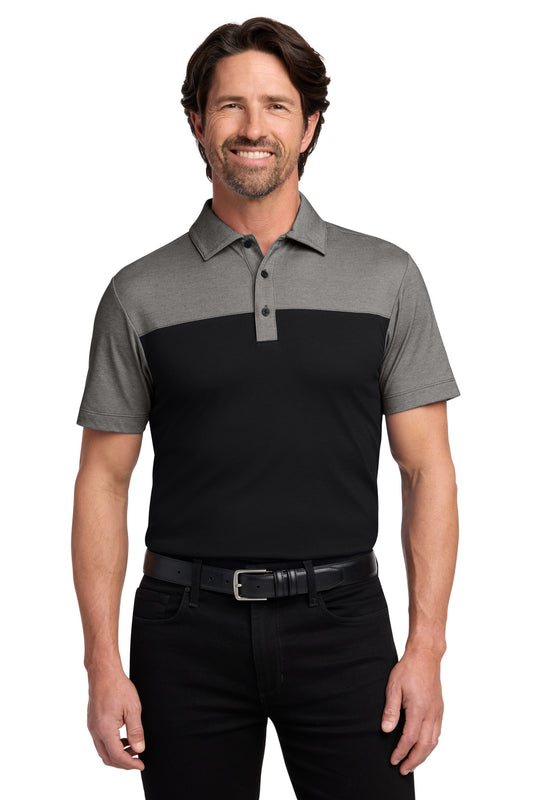 Port Authority Fine Pique Blend Blocked Polo K831 - EMBROIDERED