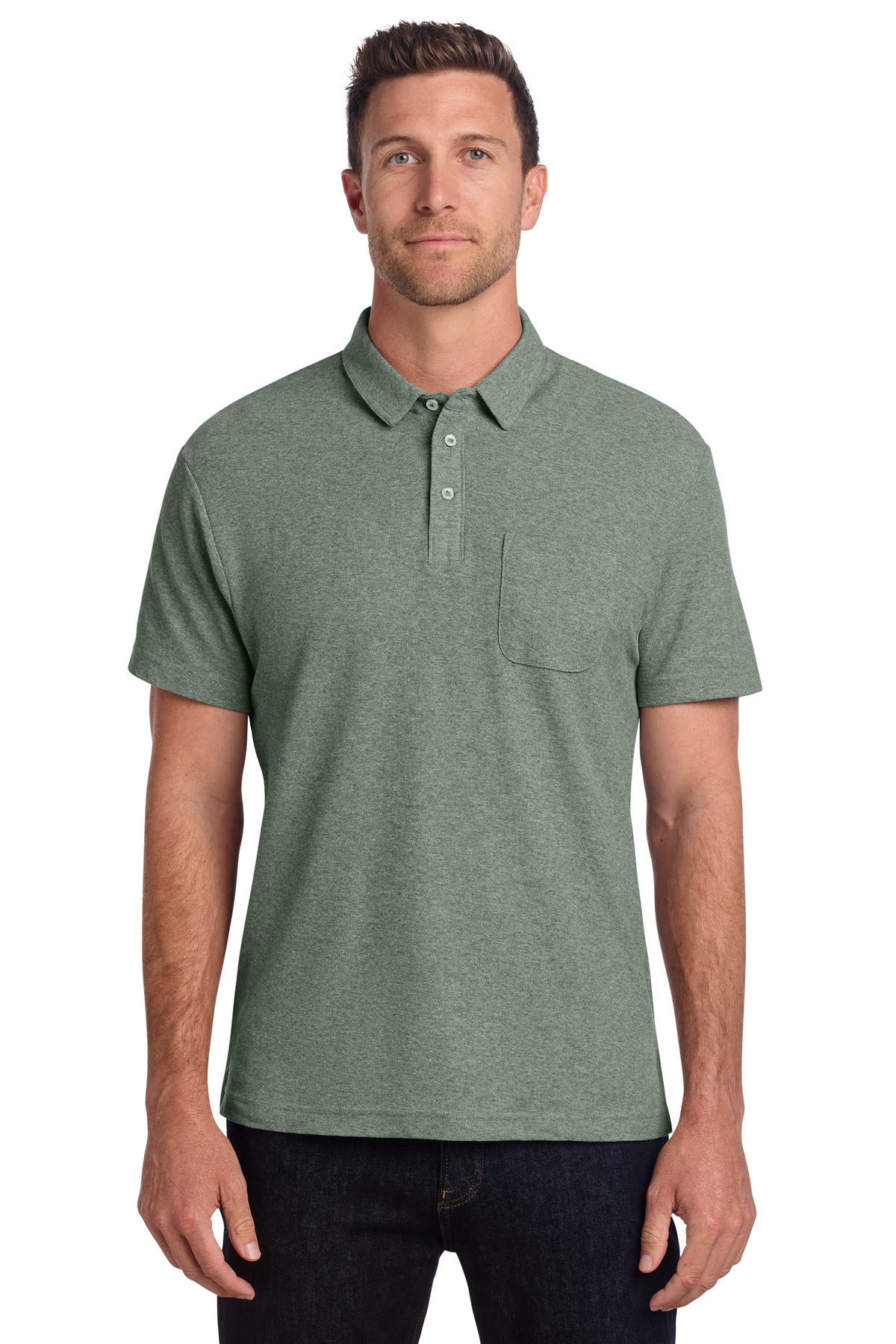 Port Authority C-FREE Cotton Blend Pique Pocket Polo K868 - EMBROIDERED