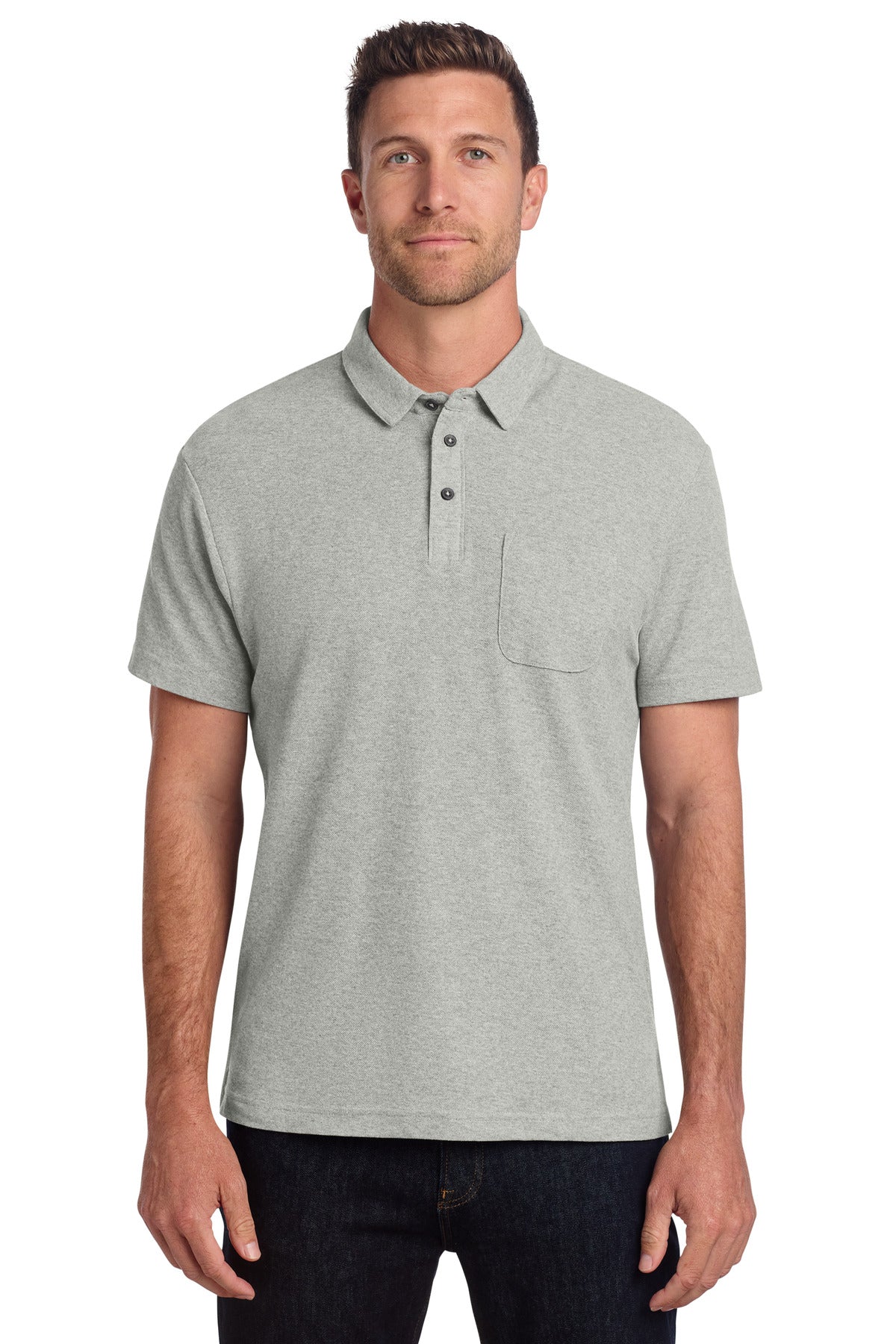 Port Authority C-FREE Cotton Blend Pique Pocket Polo K868 - EMBROIDERED