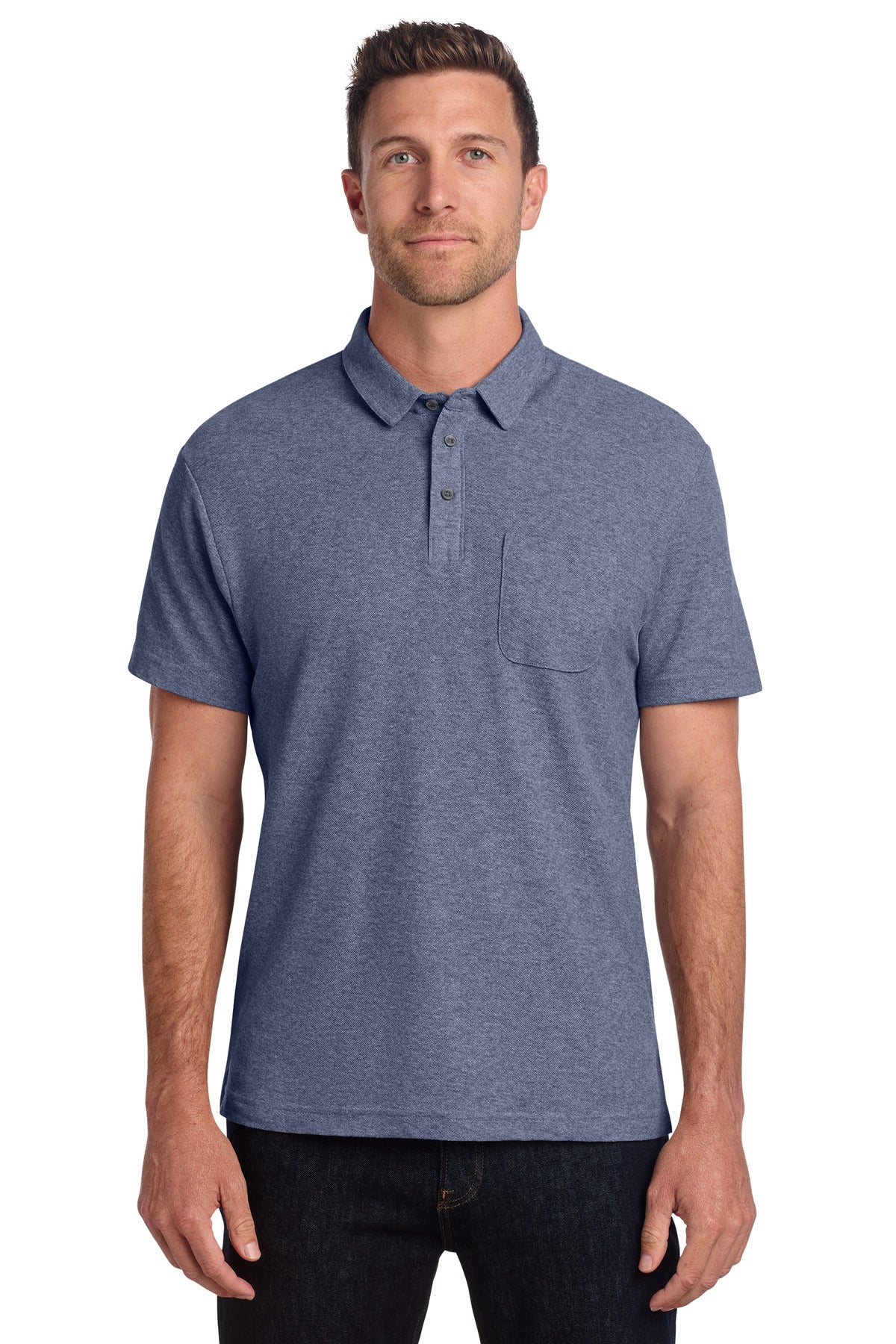 Port Authority C-FREE Cotton Blend Pique Pocket Polo K868 - EMBROIDERED