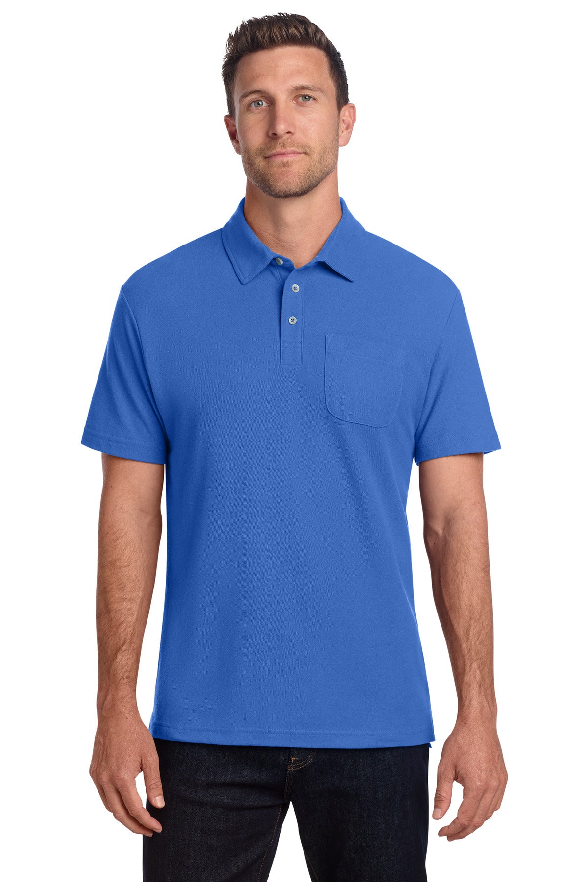 Port Authority C-FREE Cotton Blend Pique Pocket Polo K868 - EMBROIDERED