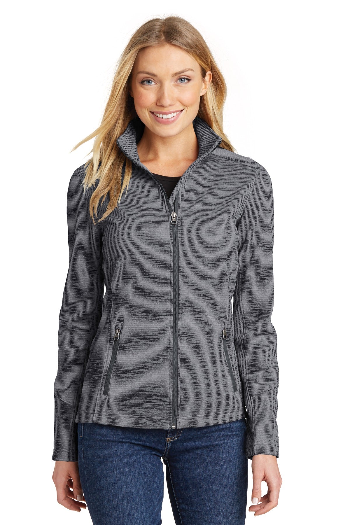 Port Authority Women's Digi Stripe Fleece Jacket. L231 - EMBROIDERED