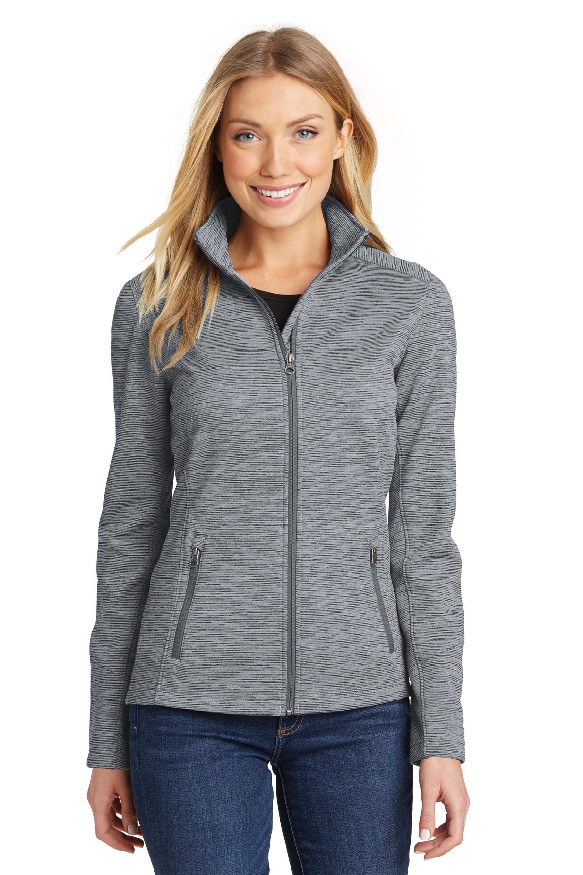 Port Authority Women's Digi Stripe Fleece Jacket. L231 - EMBROIDERED