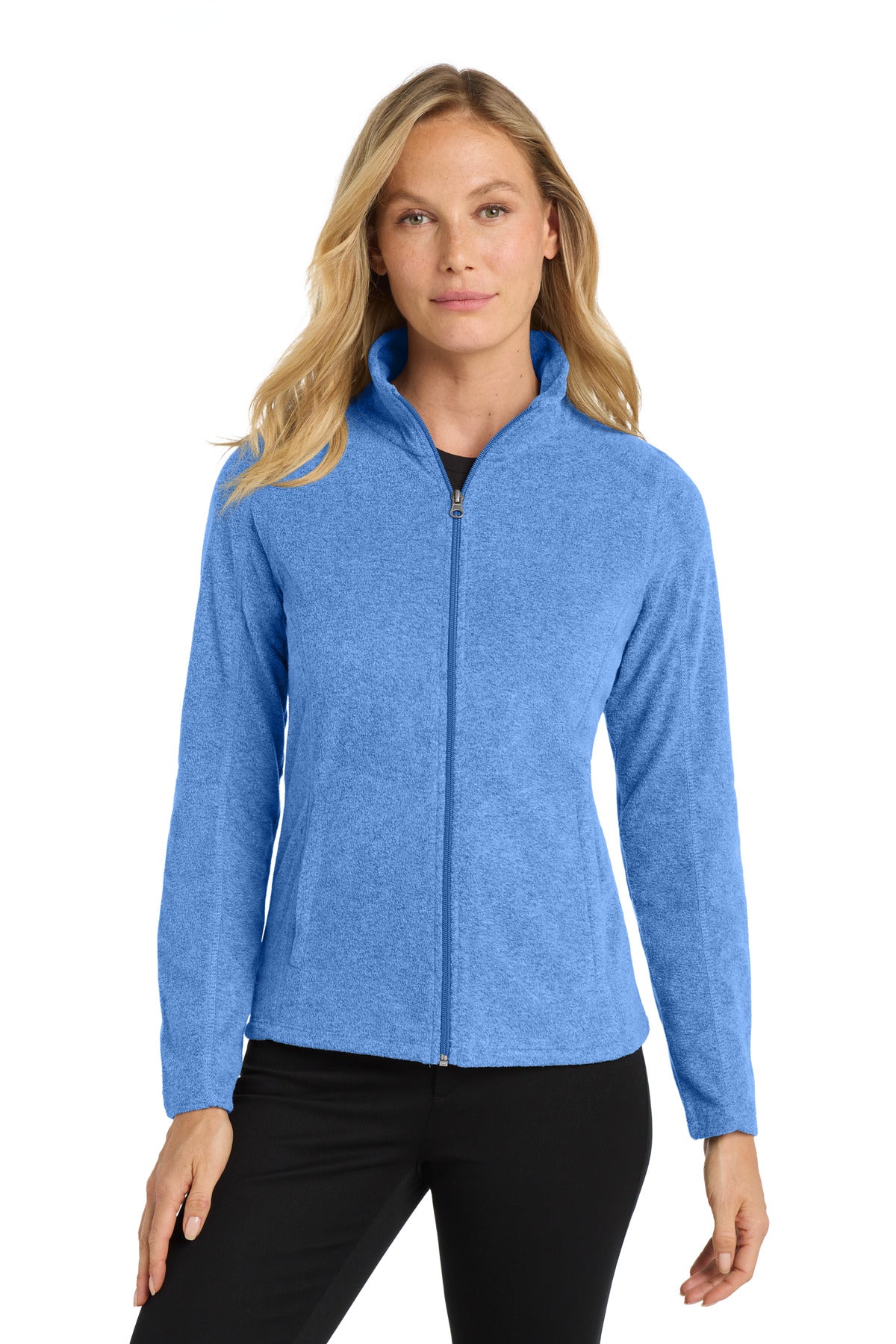 Port Authority Women's Heather Microfleece Full-Zip Jacket. L235 - EMBROIDERED