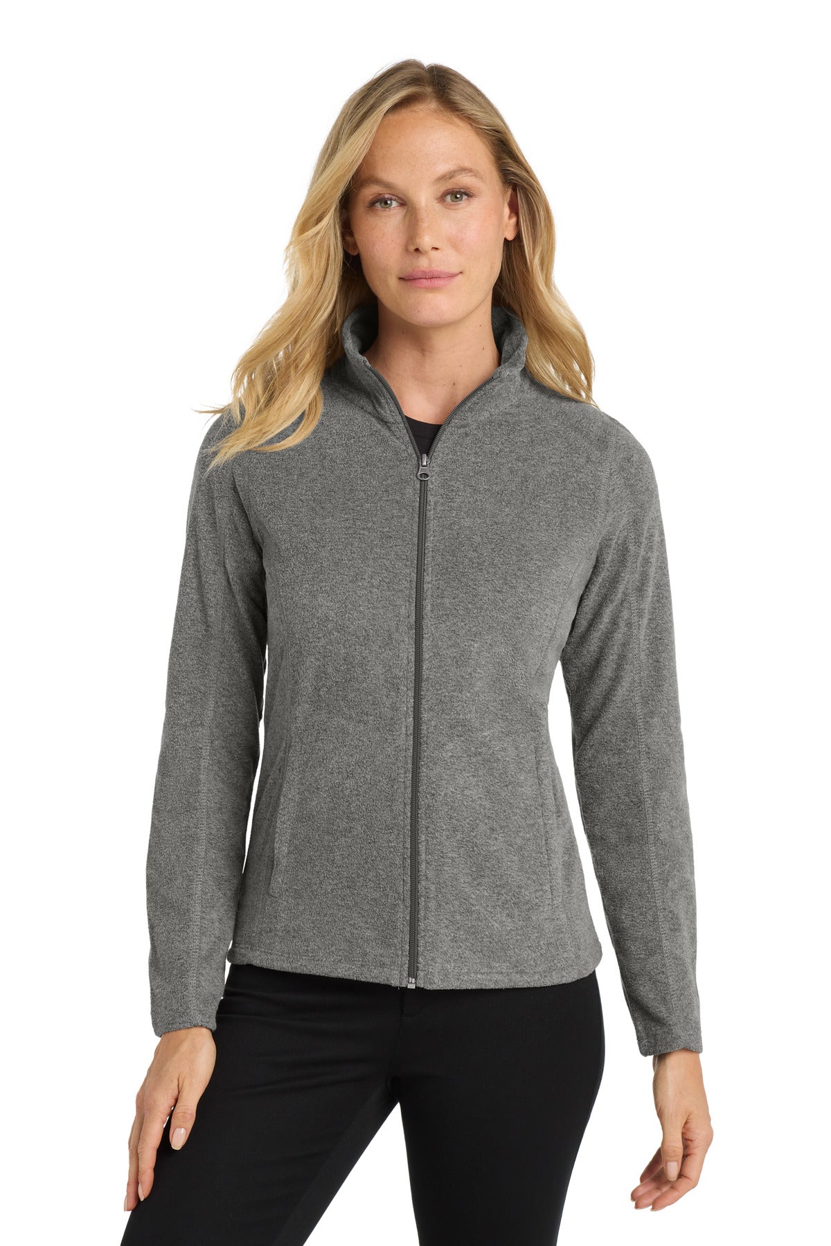 Port Authority Women's Heather Microfleece Full-Zip Jacket. L235 - EMBROIDERED