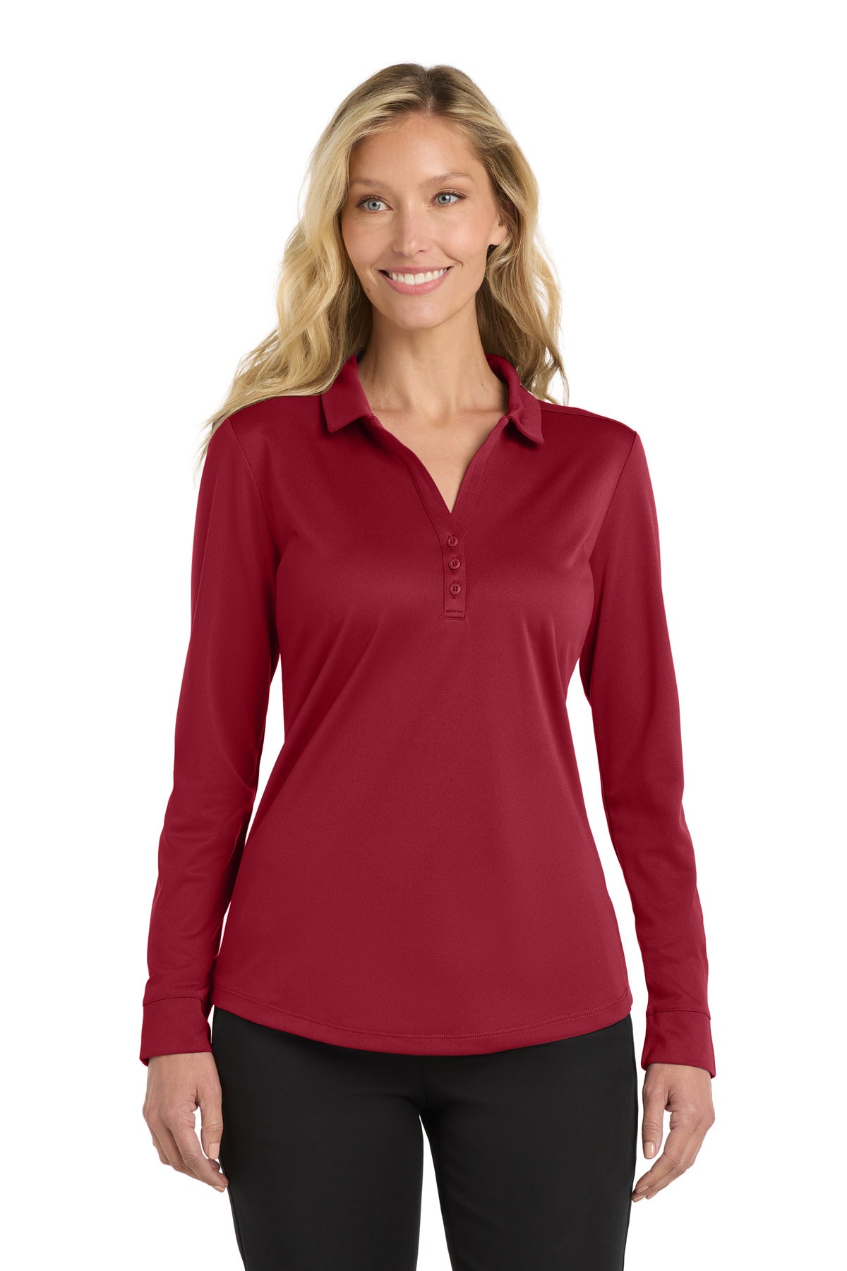 Port Authority  Women's Silk Touch ‚  Performance Long Sleeve Polo. L540LS - EMBROIDERED