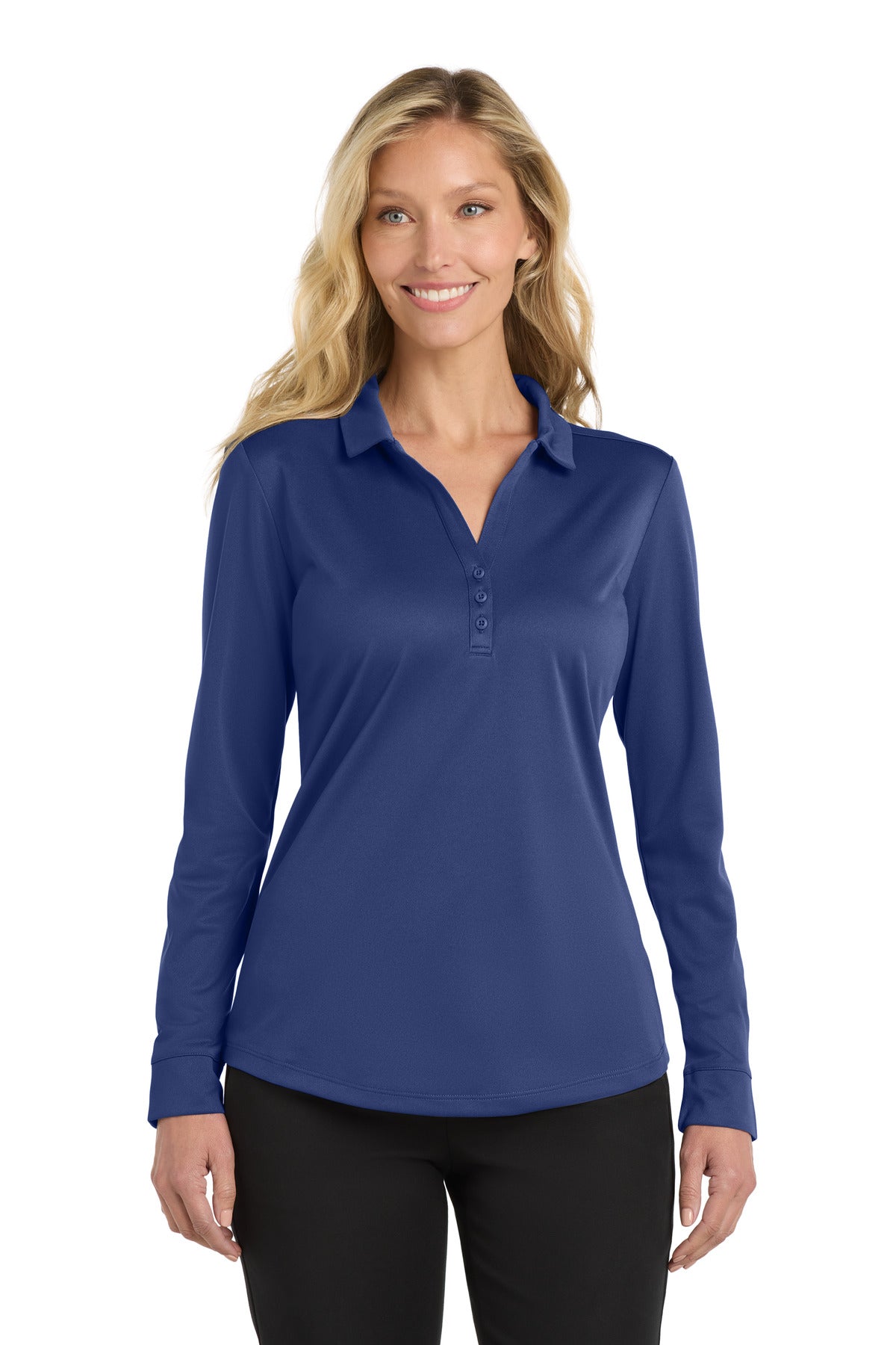 Port Authority  Women's Silk Touch ‚  Performance Long Sleeve Polo. L540LS - EMBROIDERED