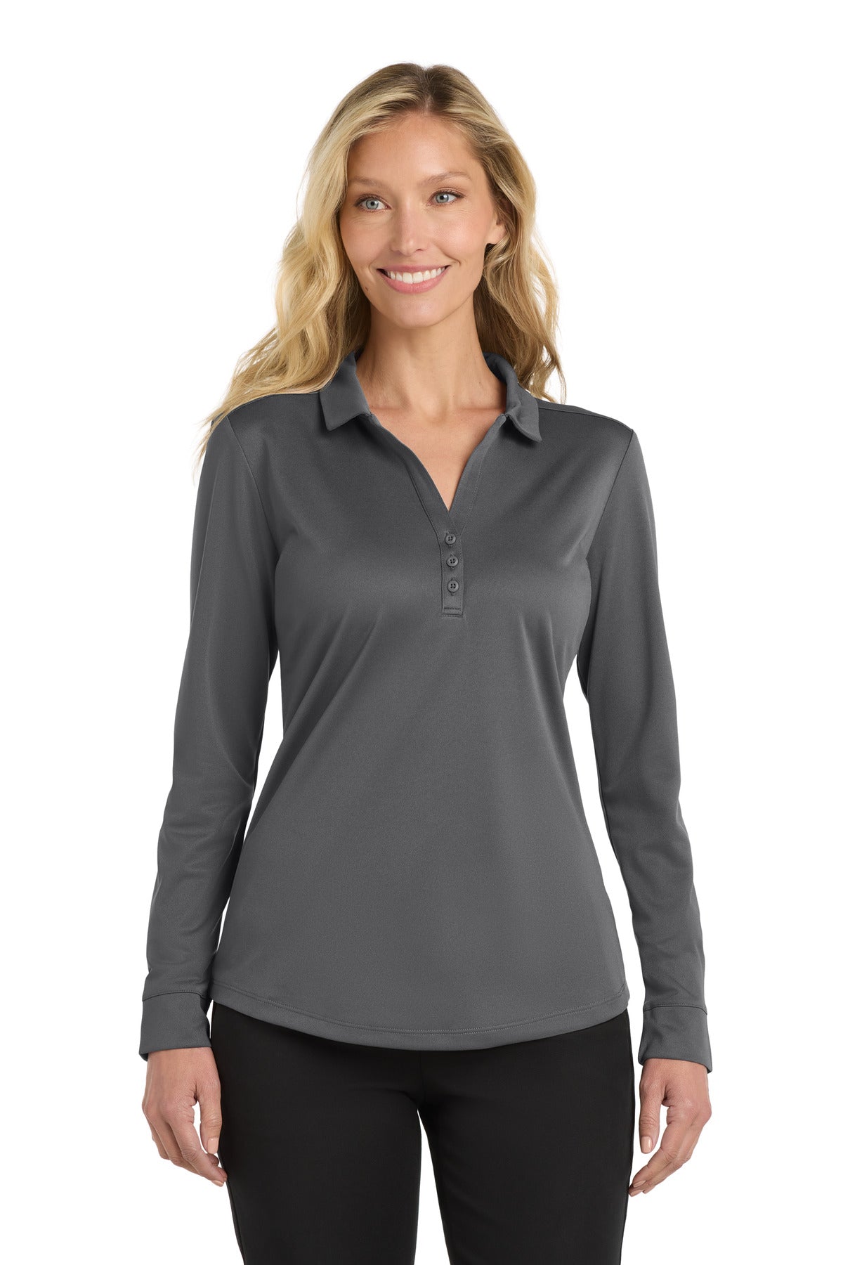 Port Authority  Women's Silk Touch ‚  Performance Long Sleeve Polo. L540LS - EMBROIDERED