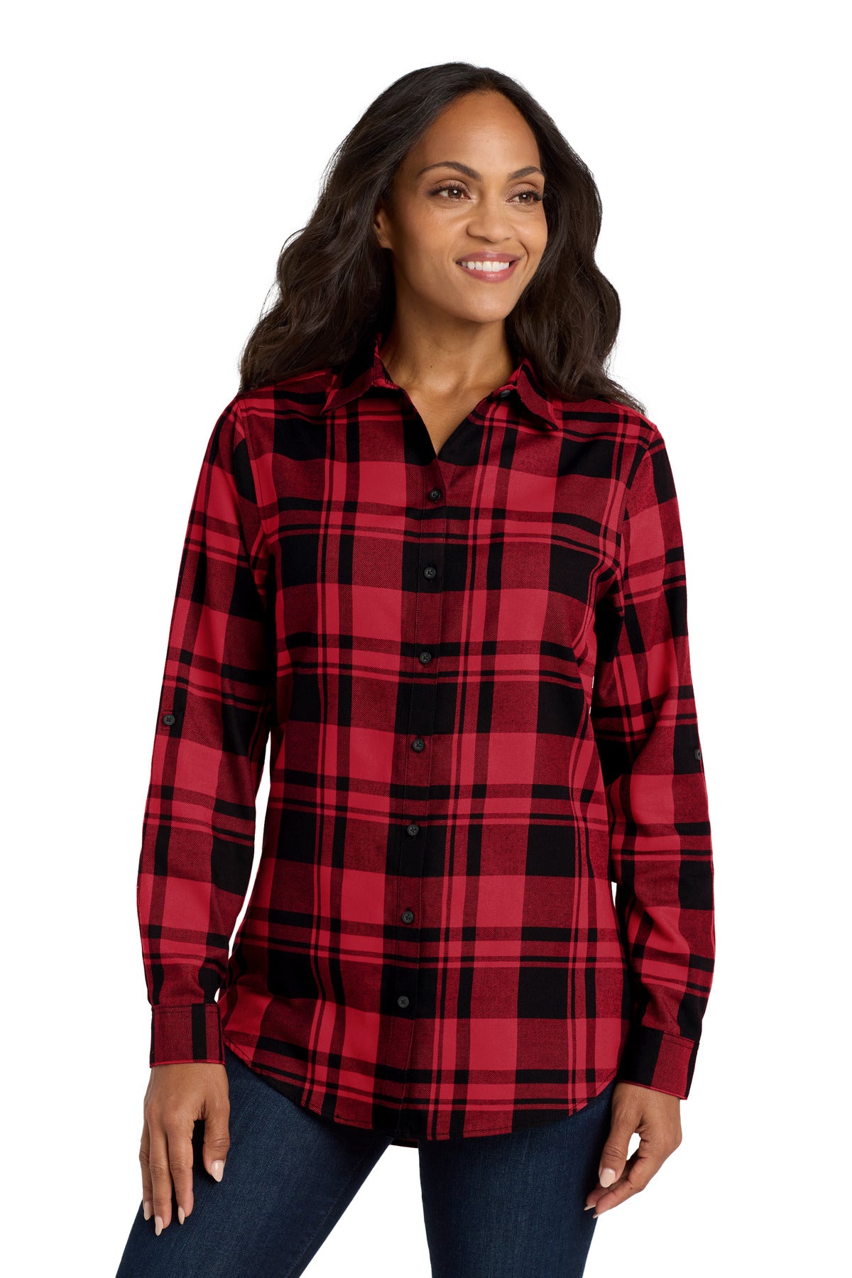 Port Authority Women's Plaid Flannel Tunic . LW668 - EMBROIDERED
