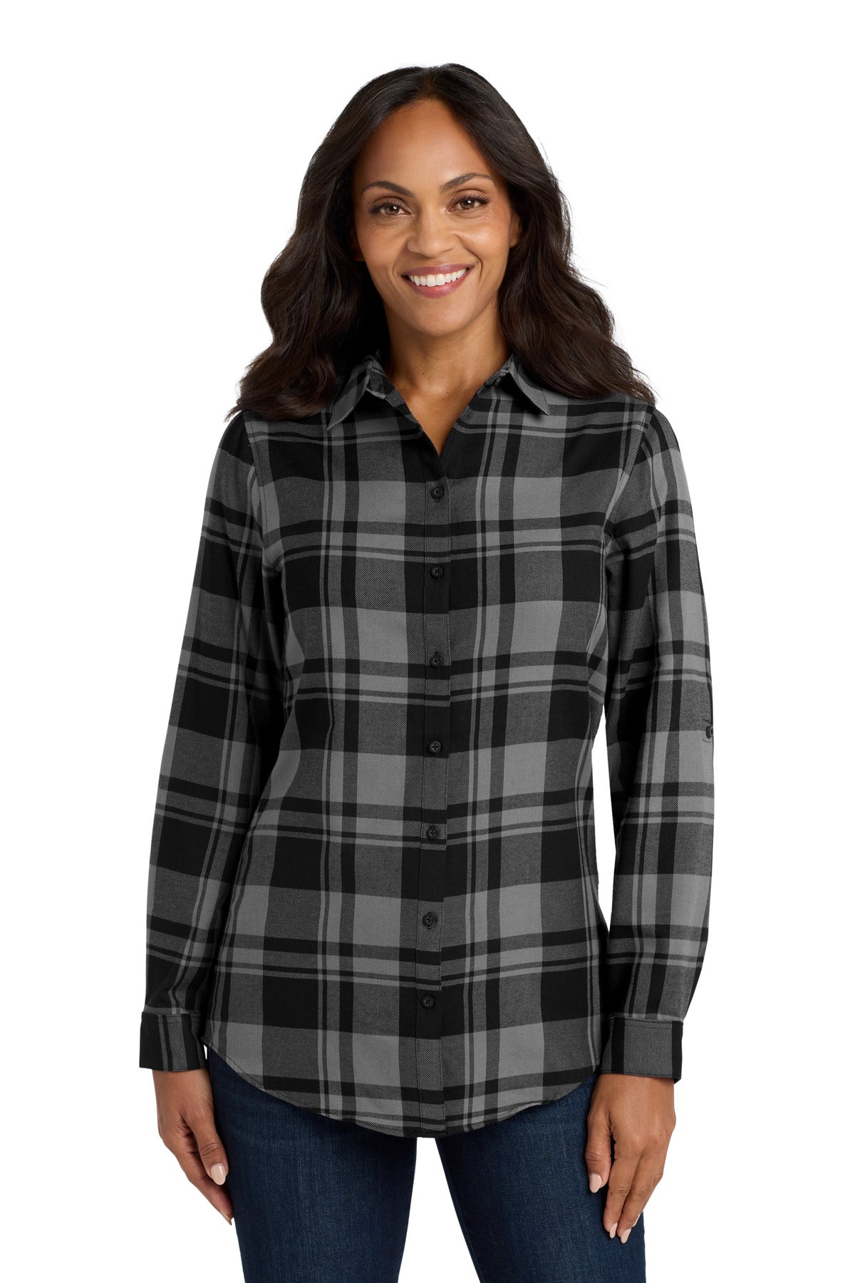 Port Authority Women's Plaid Flannel Tunic . LW668 - EMBROIDERED
