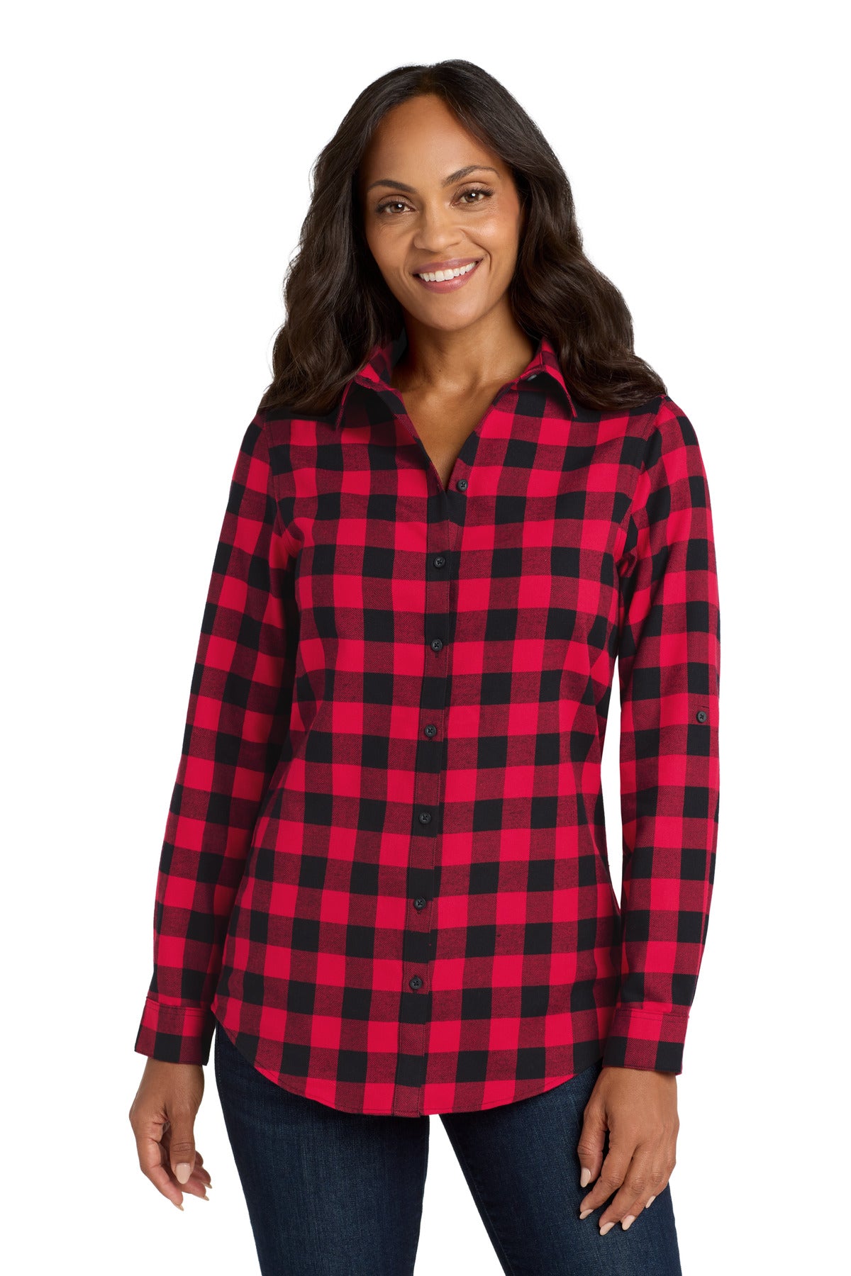Port Authority Women's Plaid Flannel Tunic . LW668 - EMBROIDERED