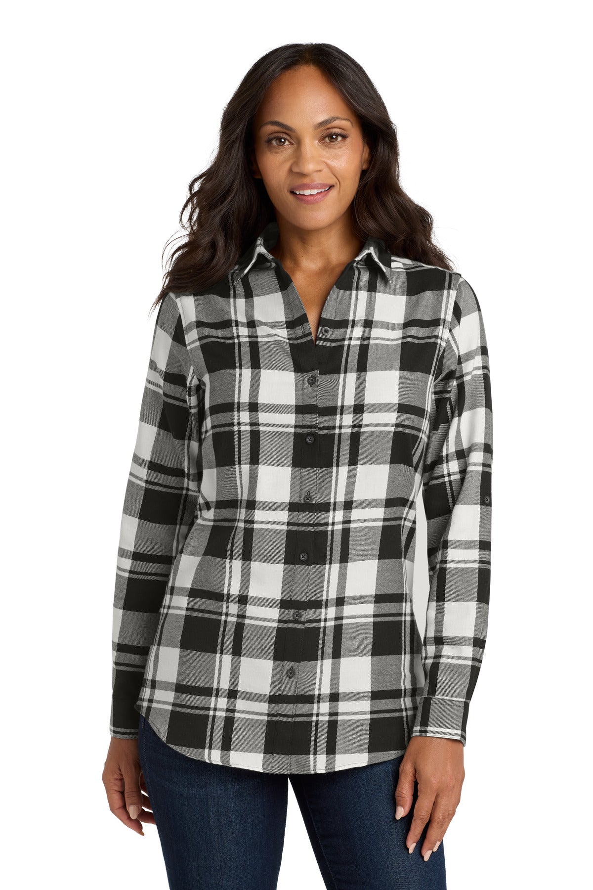 Port Authority Women's Plaid Flannel Tunic . LW668 - EMBROIDERED