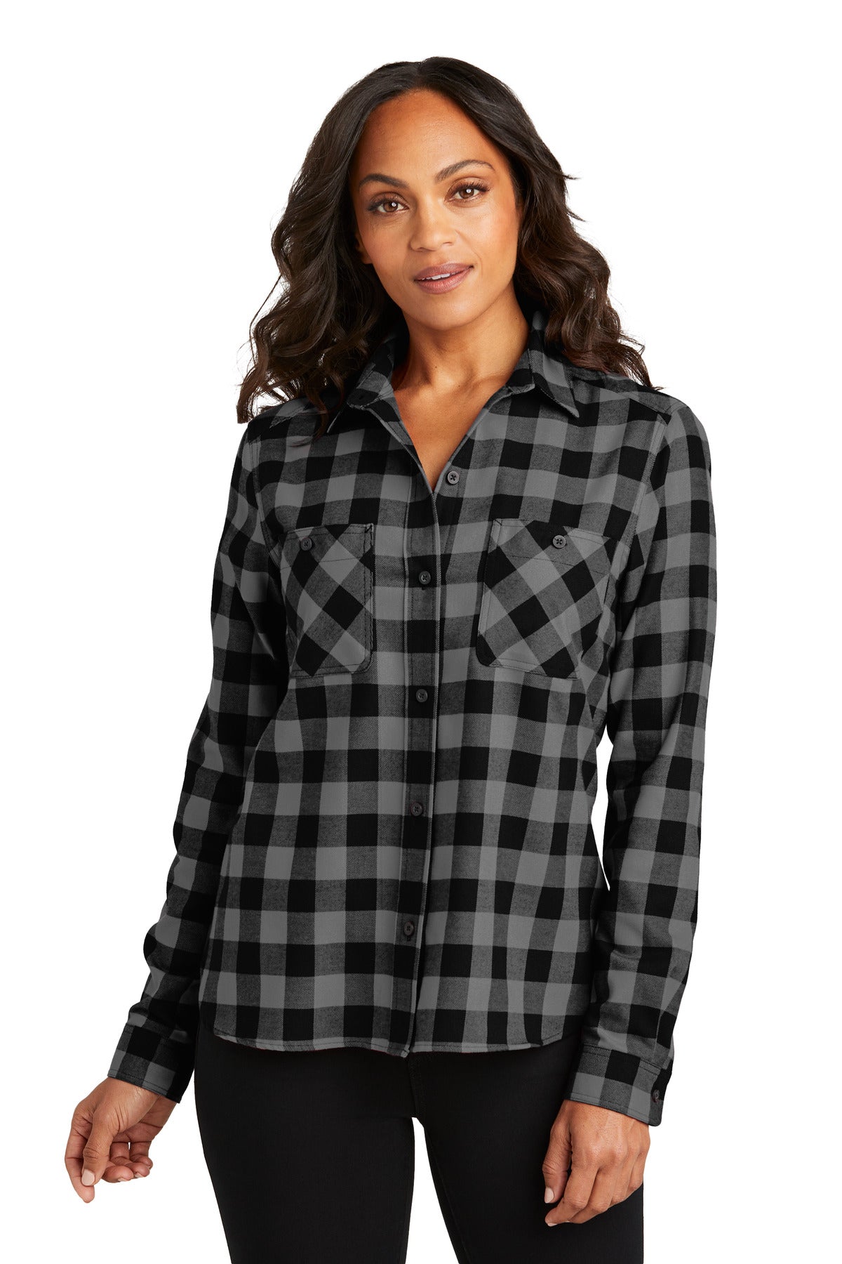 Port Authority Women's Plaid Flannel Shirt LW669 - EMBROIDERED