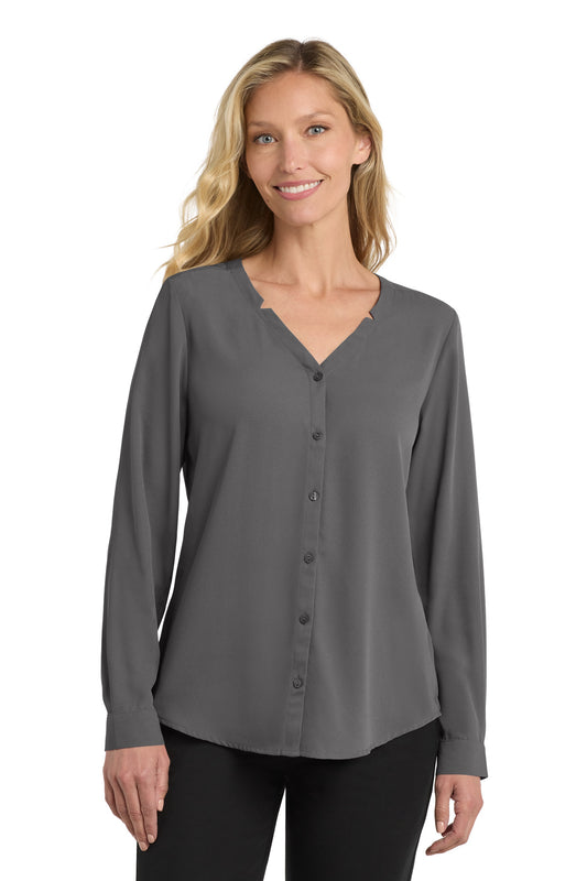 Port Authority Women's Long Sleeve Button-Front Blouse. LW700 - EMBROIDERED