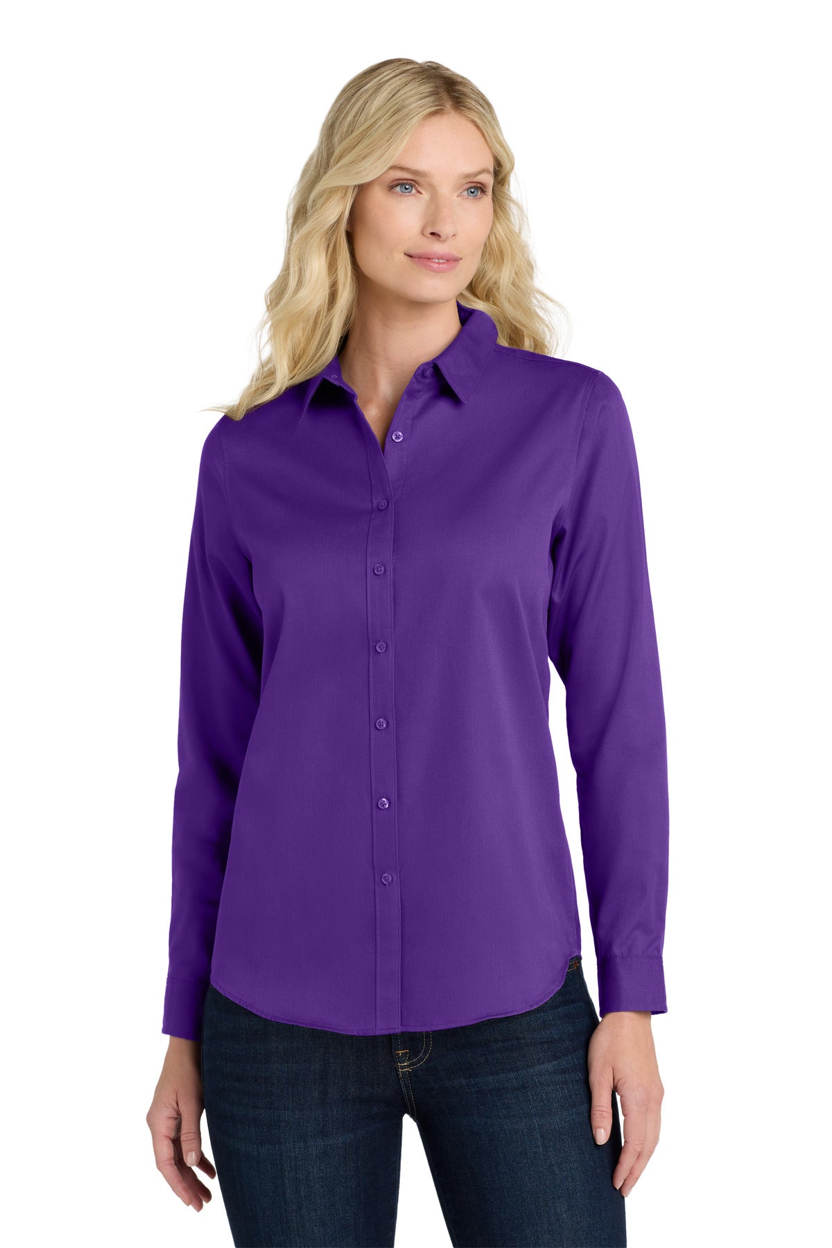 Port Authority Women's Long Sleeve SuperPro React‚Twill Shirt. LW808 - EMBROIDERED