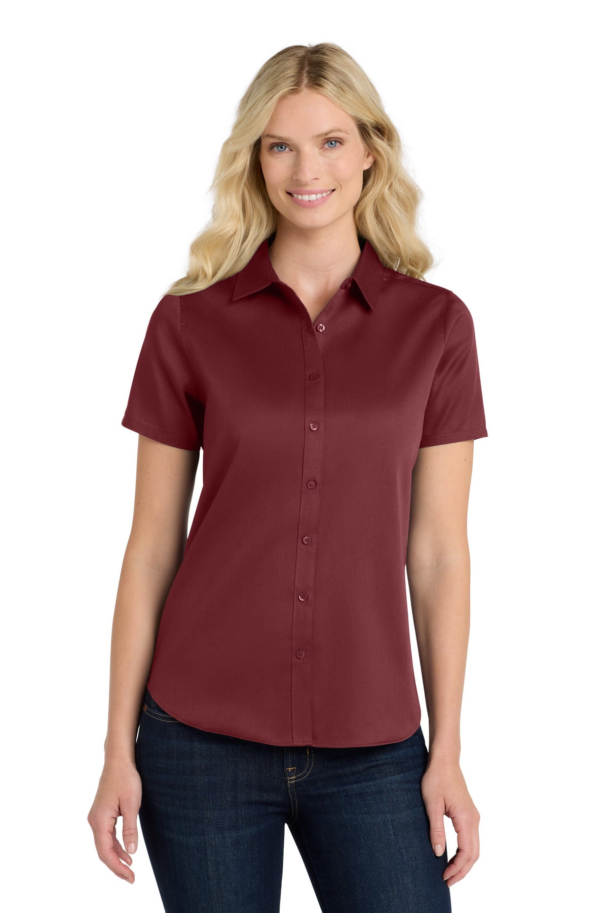 Port Authority Women's Short Sleeve SuperPro React‚Twill Shirt. LW809 - EMBROIDERED