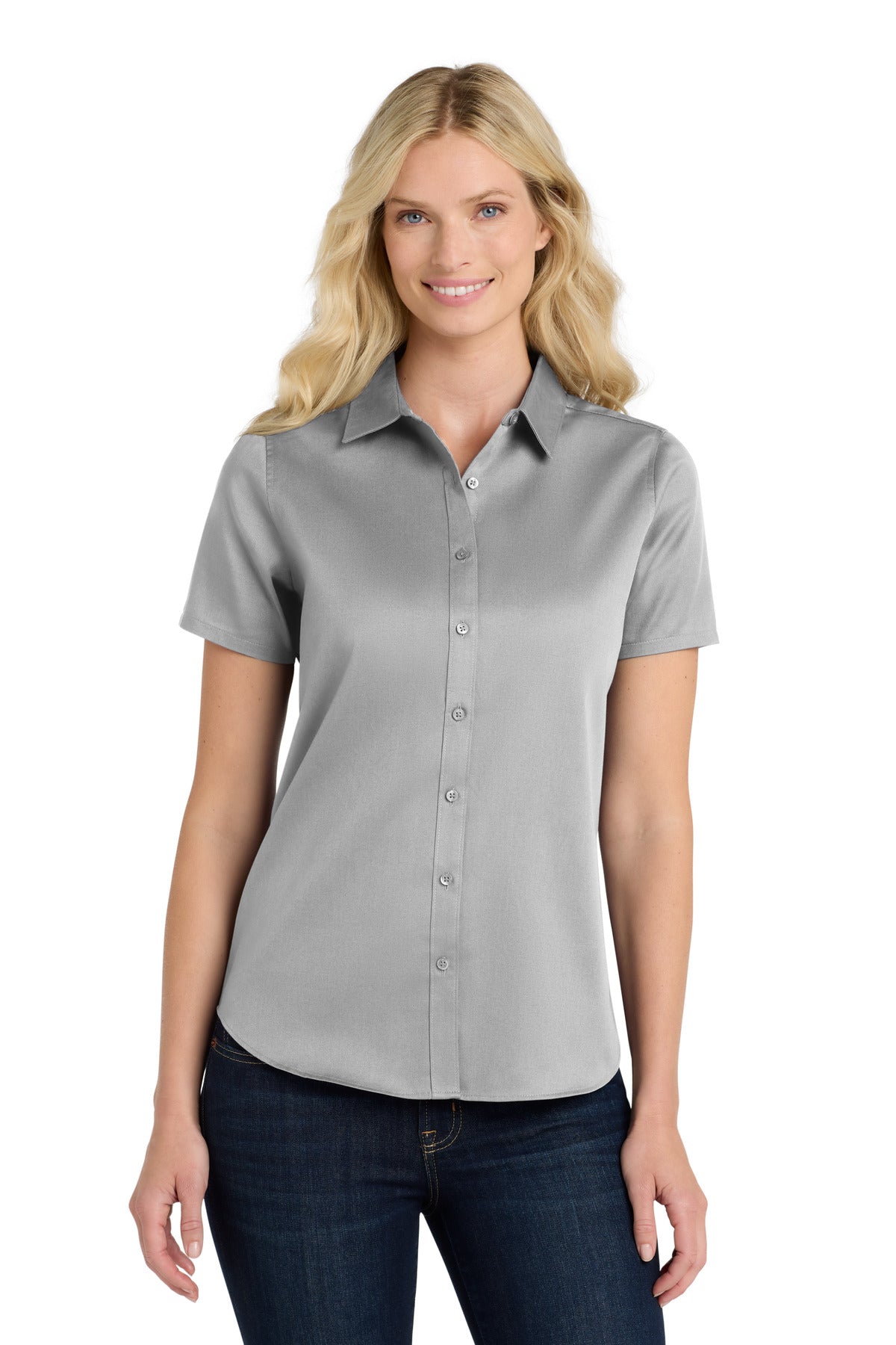 Port Authority Women's Short Sleeve SuperPro React‚Twill Shirt. LW809 - EMBROIDERED