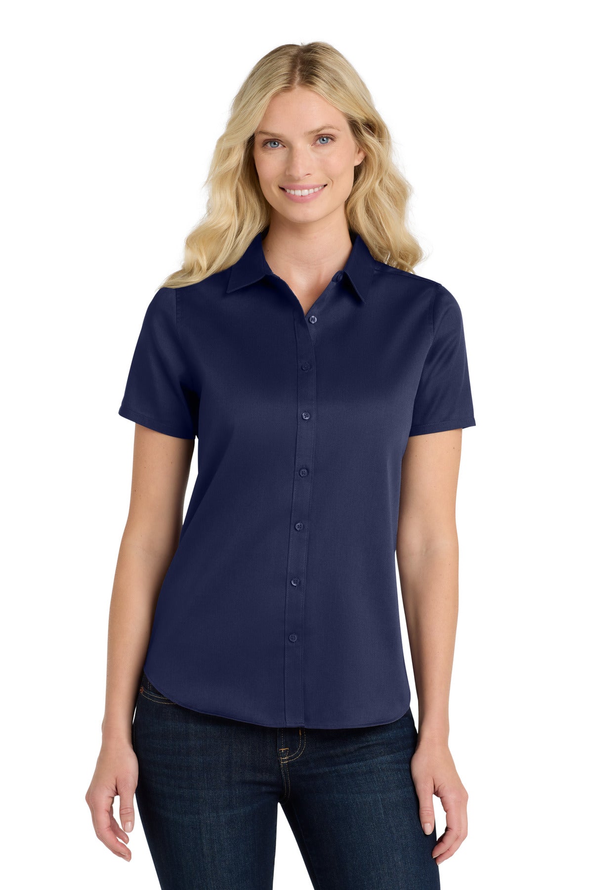 Port Authority Women's Short Sleeve SuperPro ReactTwill Shirt. LW809 - EMBROIDERED