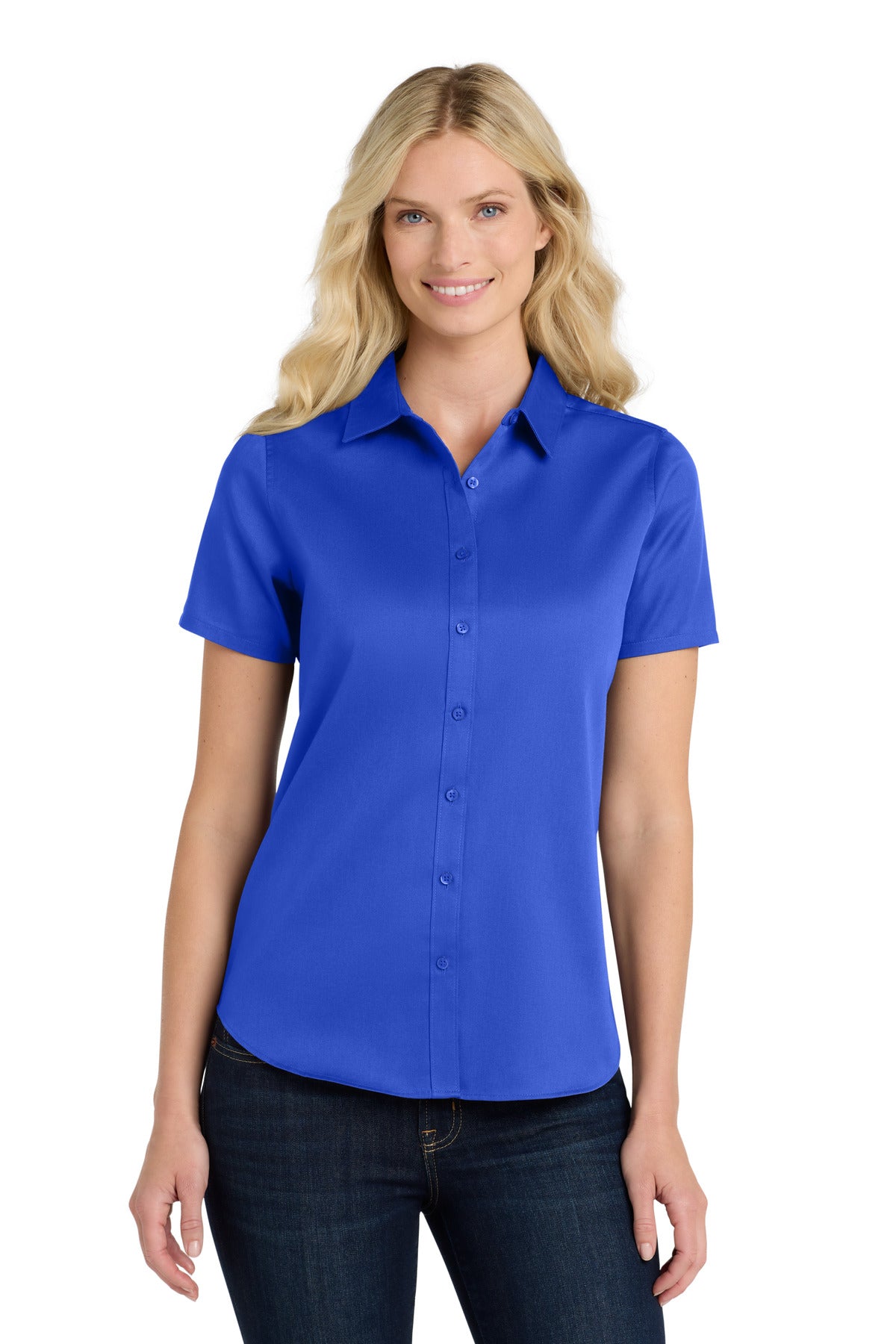 Port Authority Women's Short Sleeve SuperPro React‚Twill Shirt. LW809 - EMBROIDERED