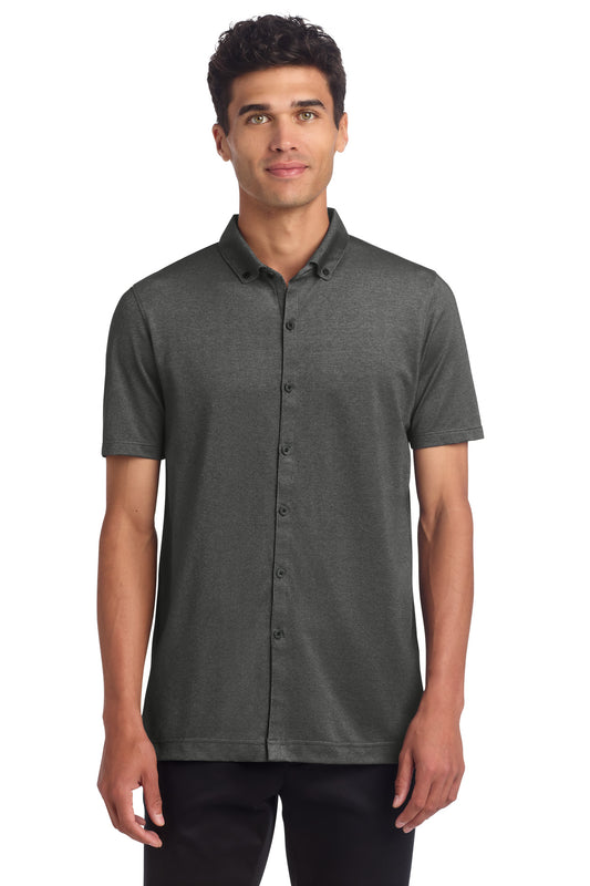 Mercer+Mettle Stretch Pique Full-Button Polo MM1006 - EMBROIDERED