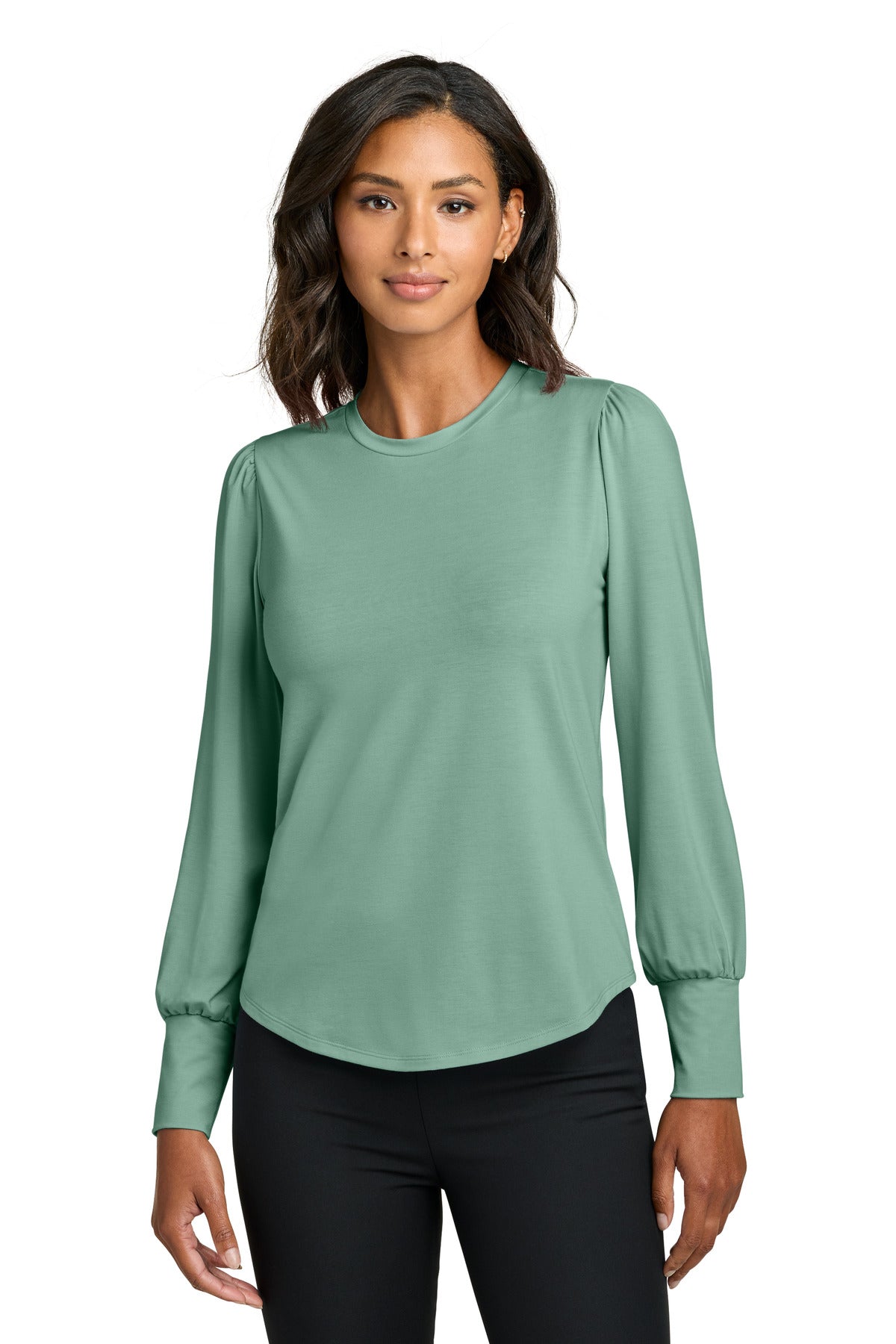 Mercer+Mettle Women's Stretch Jersey Long Sleeve Blouson Top MM1019 - EMBROIDERED