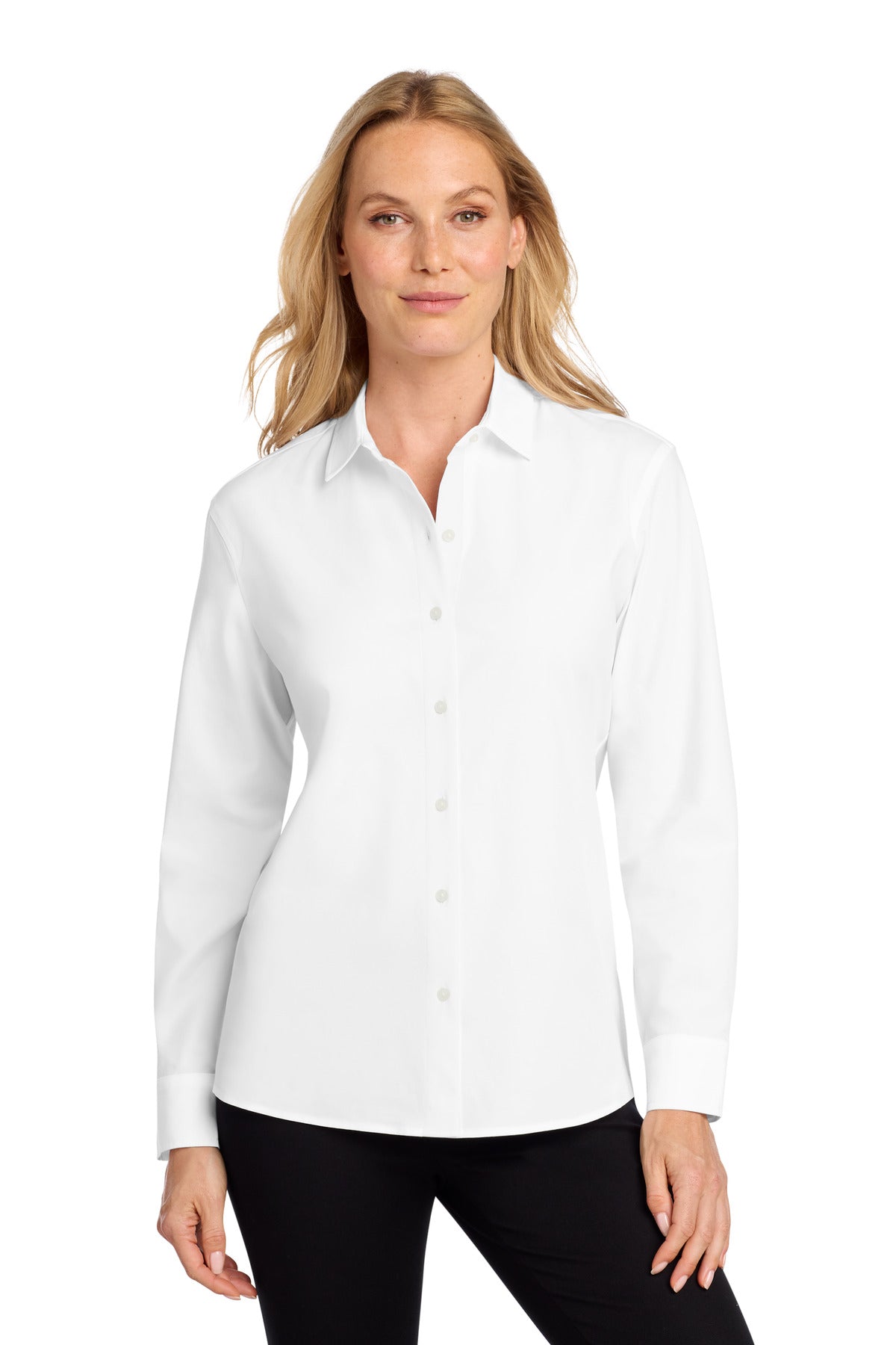 Mercer+Mettle Women's Long Sleeve Stretch Woven Shirt MM2001 - EMBROIDERED