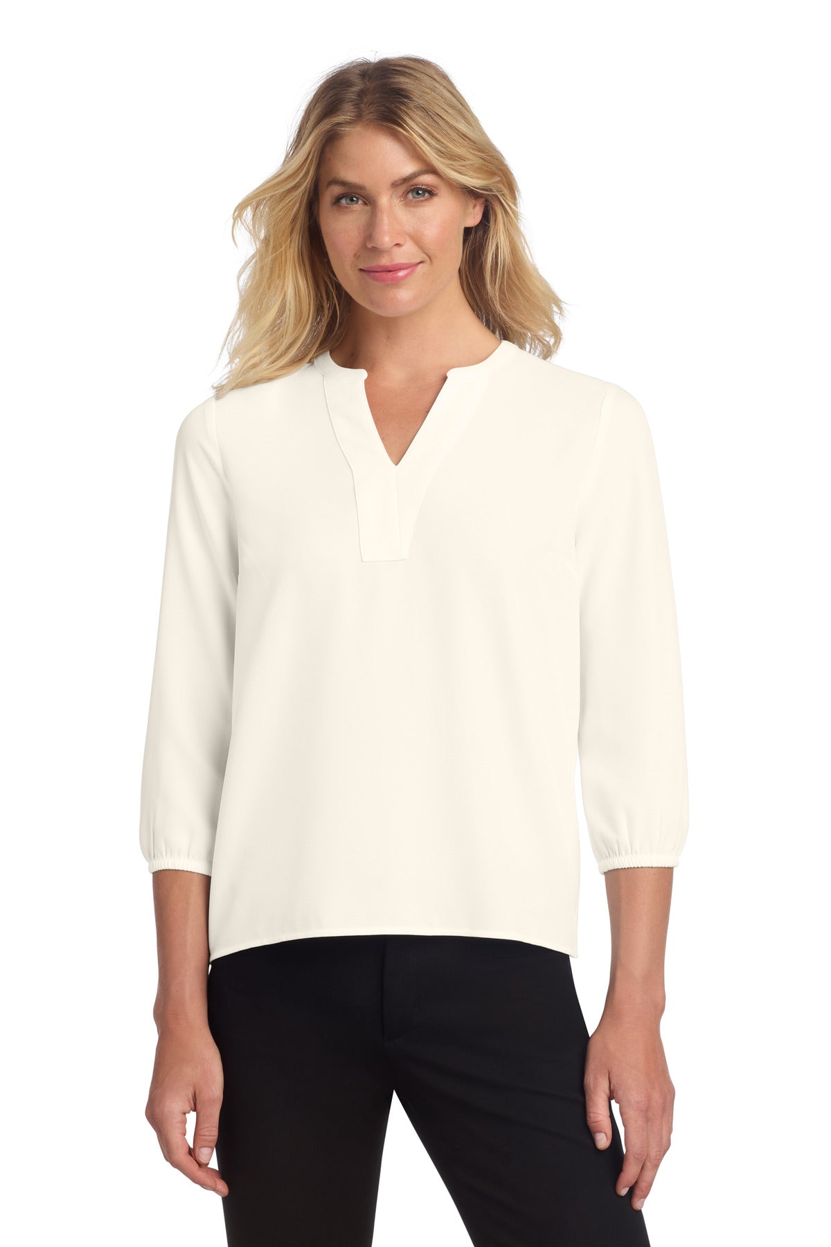 Mercer+Mettle Women's Stretch Crepe 3/4-Sleeve Blouse MM2011 - EMBROIDERED