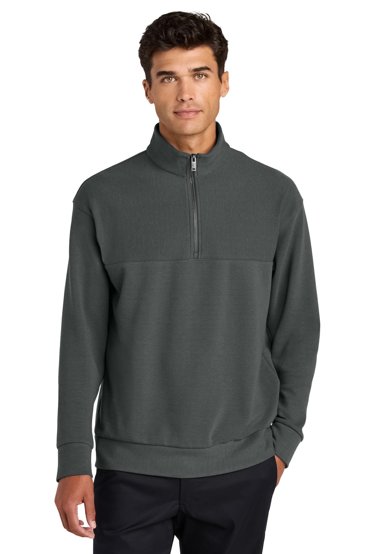 Mercer+Mettle Linear Texture 1/4-Zip MM3040 - EMBROIDERED