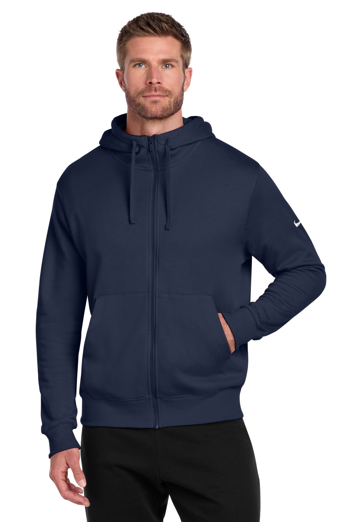 Nike Club Fleece Sleeve Swoosh Full-Zip Hoodie NKDR1513 - EMBROIDERED