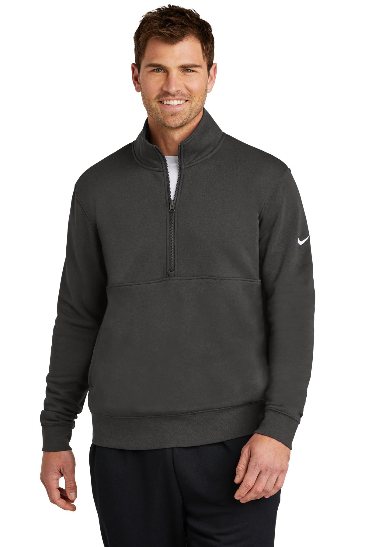 Nike Club Fleece Sleeve Swoosh 1/2-Zip NKDX6718 - EMBROIDERED