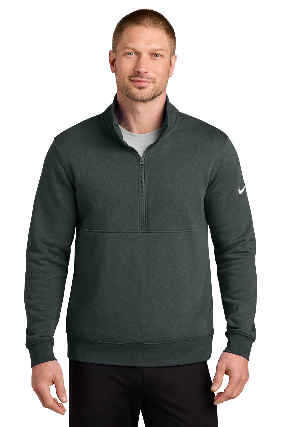 Nike Club Fleece Sleeve Swoosh 1/2-Zip NKDX6718 - EMBROIDERED