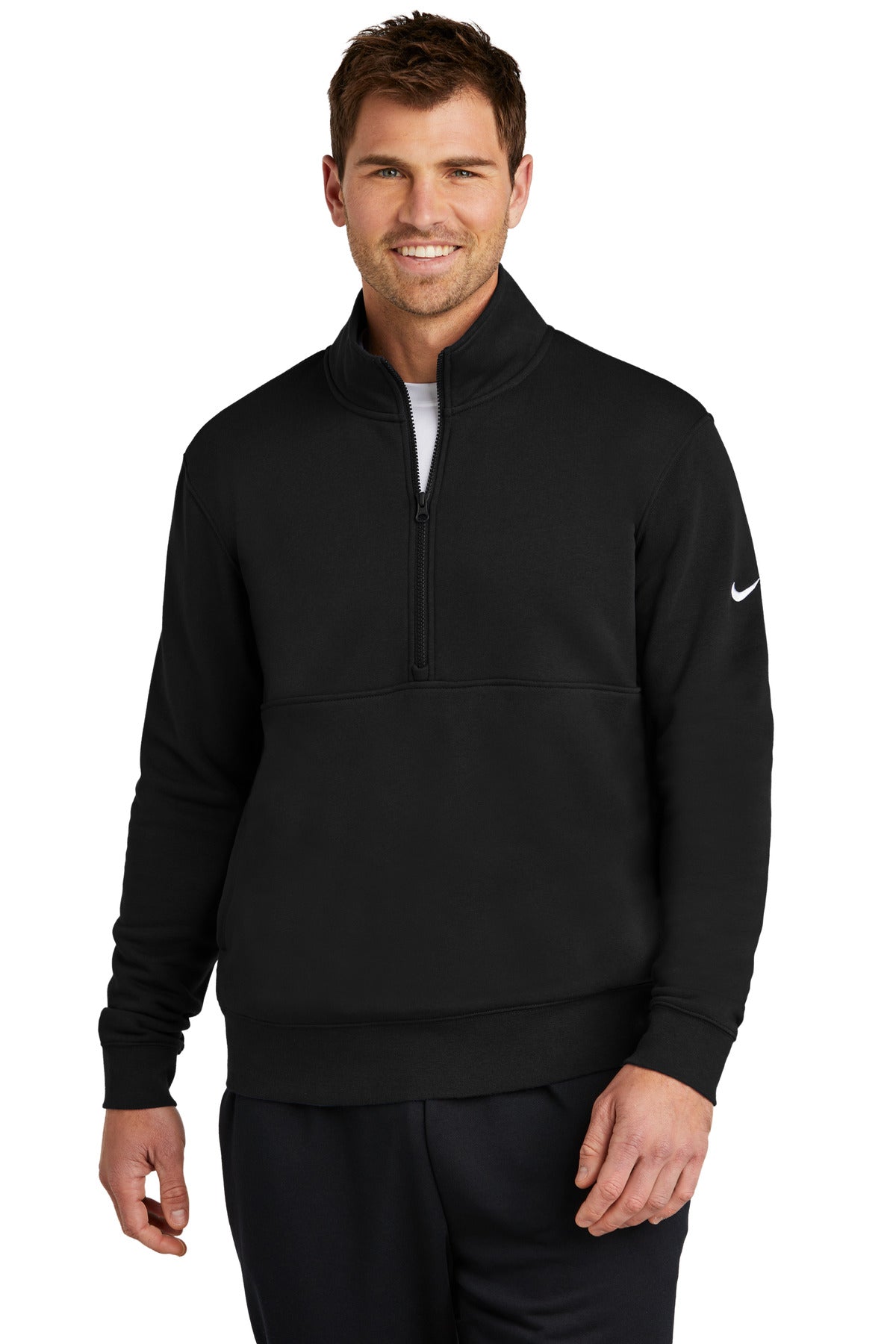 Nike Club Fleece Sleeve Swoosh 1/2-Zip NKDX6718 - EMBROIDERED