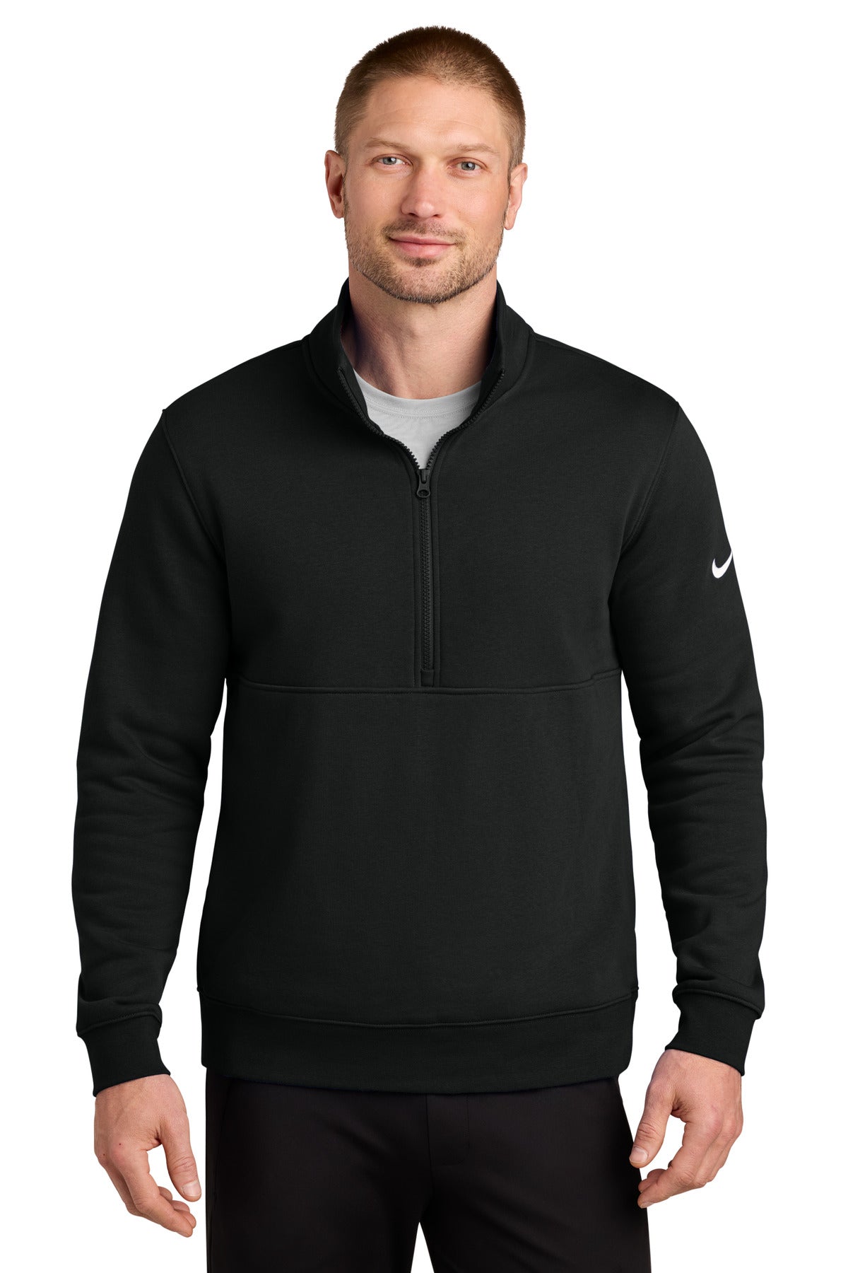 Nike Club Fleece Sleeve Swoosh 1/2-Zip NKDX6718 - EMBROIDERED