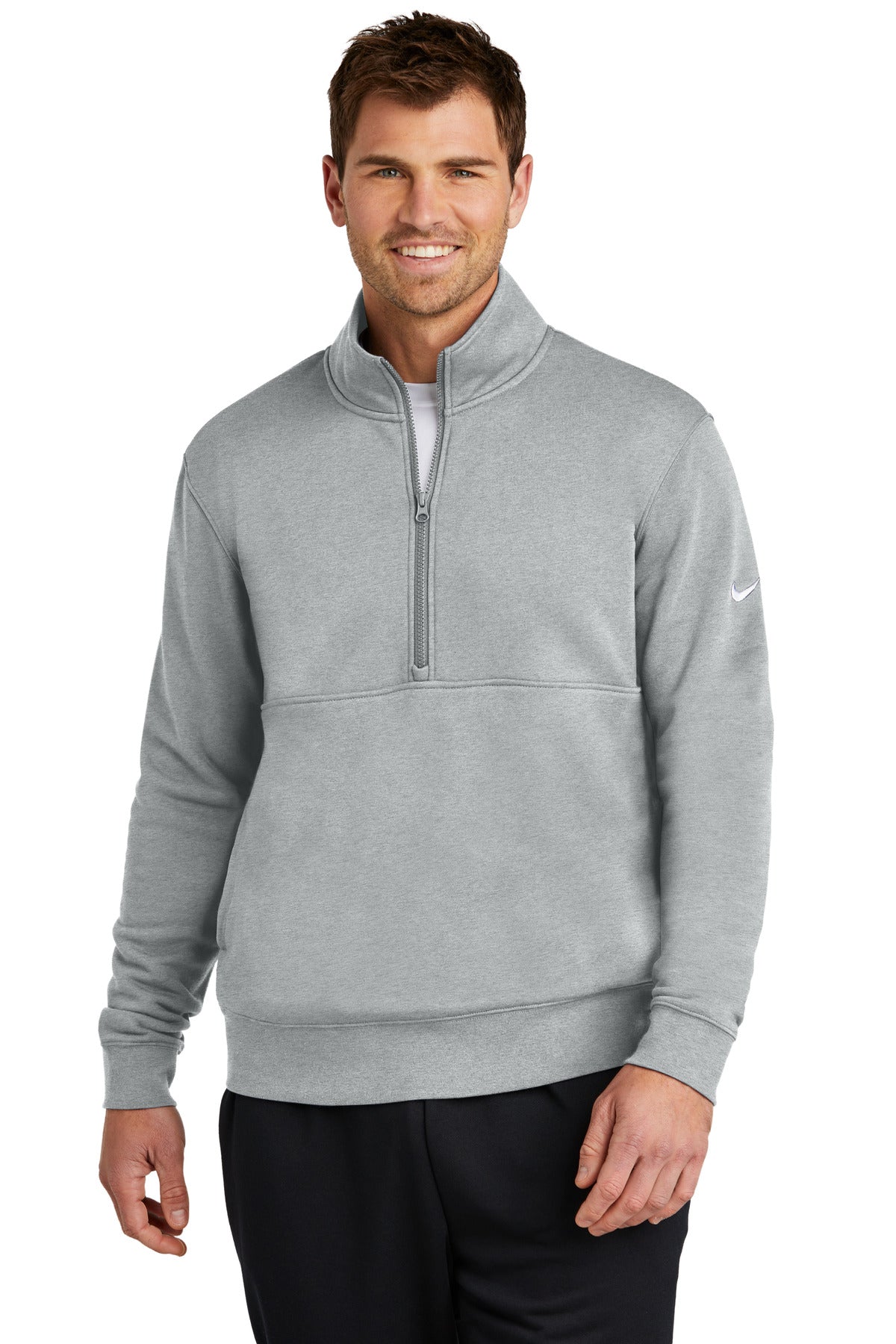 Nike Club Fleece Sleeve Swoosh 1/2-Zip NKDX6718 - EMBROIDERED