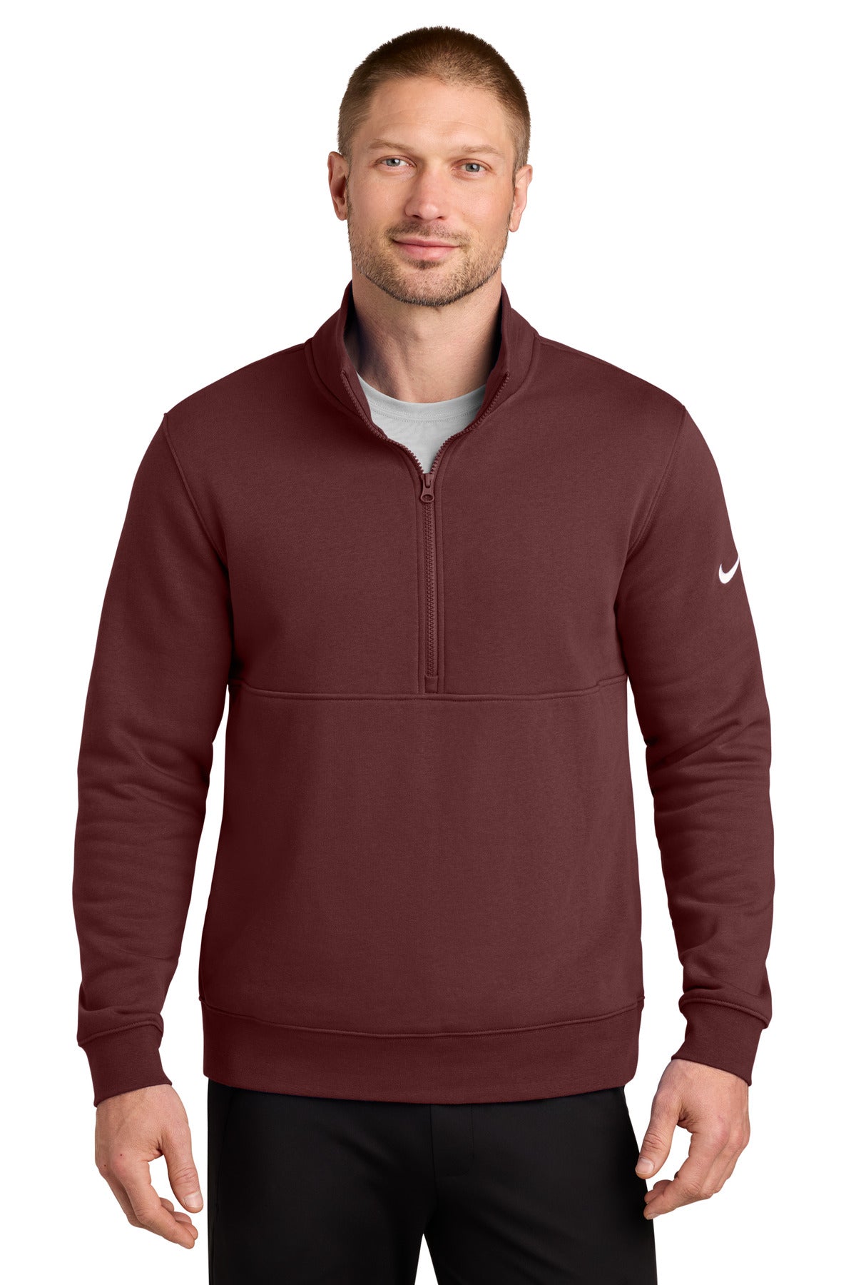Nike Club Fleece Sleeve Swoosh 1/2-Zip NKDX6718 - EMBROIDERED