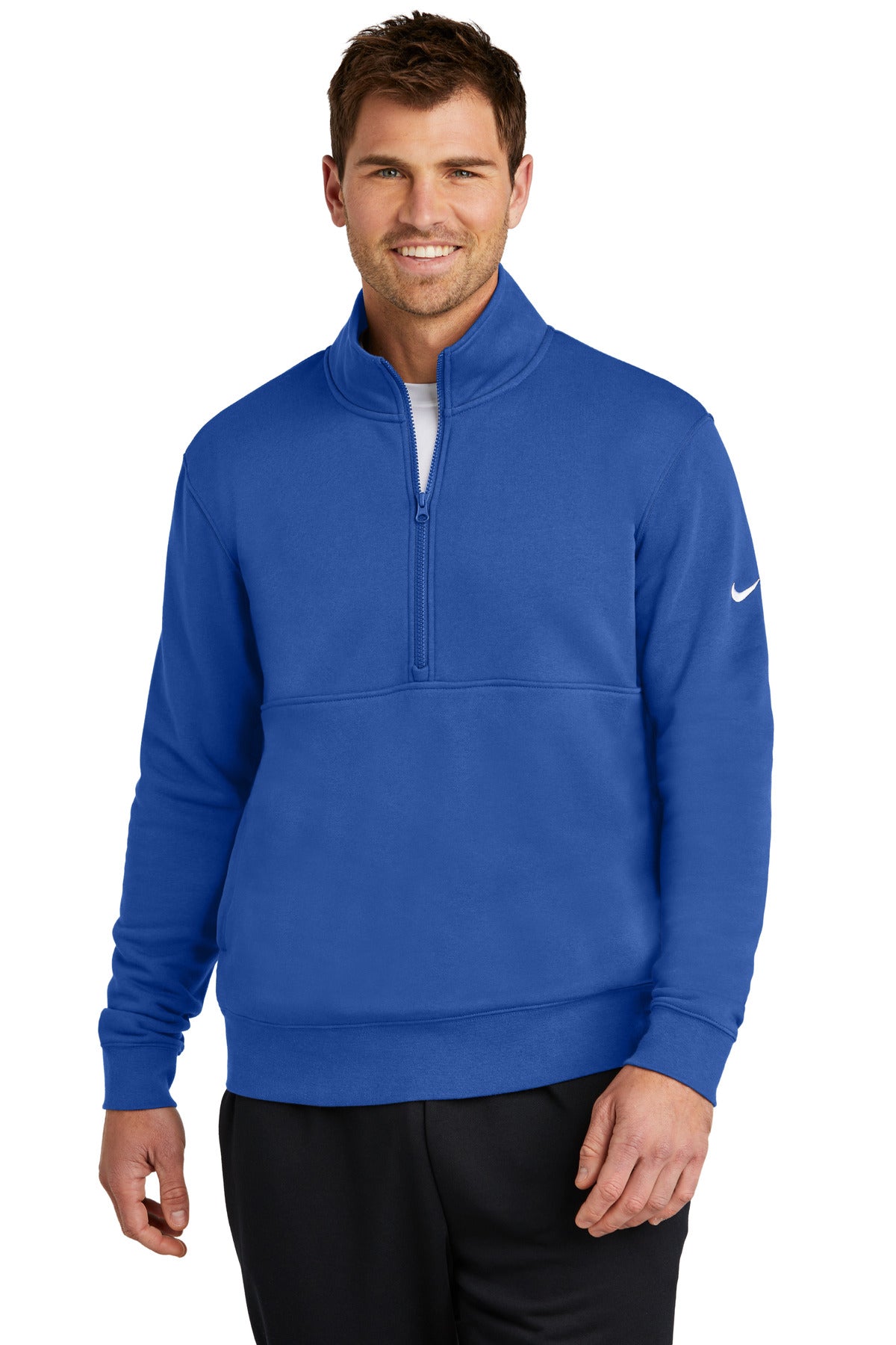 Nike Club Fleece Sleeve Swoosh 1/2-Zip NKDX6718 - EMBROIDERED