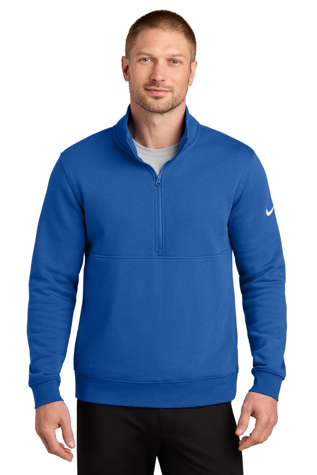 Nike Club Fleece Sleeve Swoosh 1/2-Zip NKDX6718 - EMBROIDERED