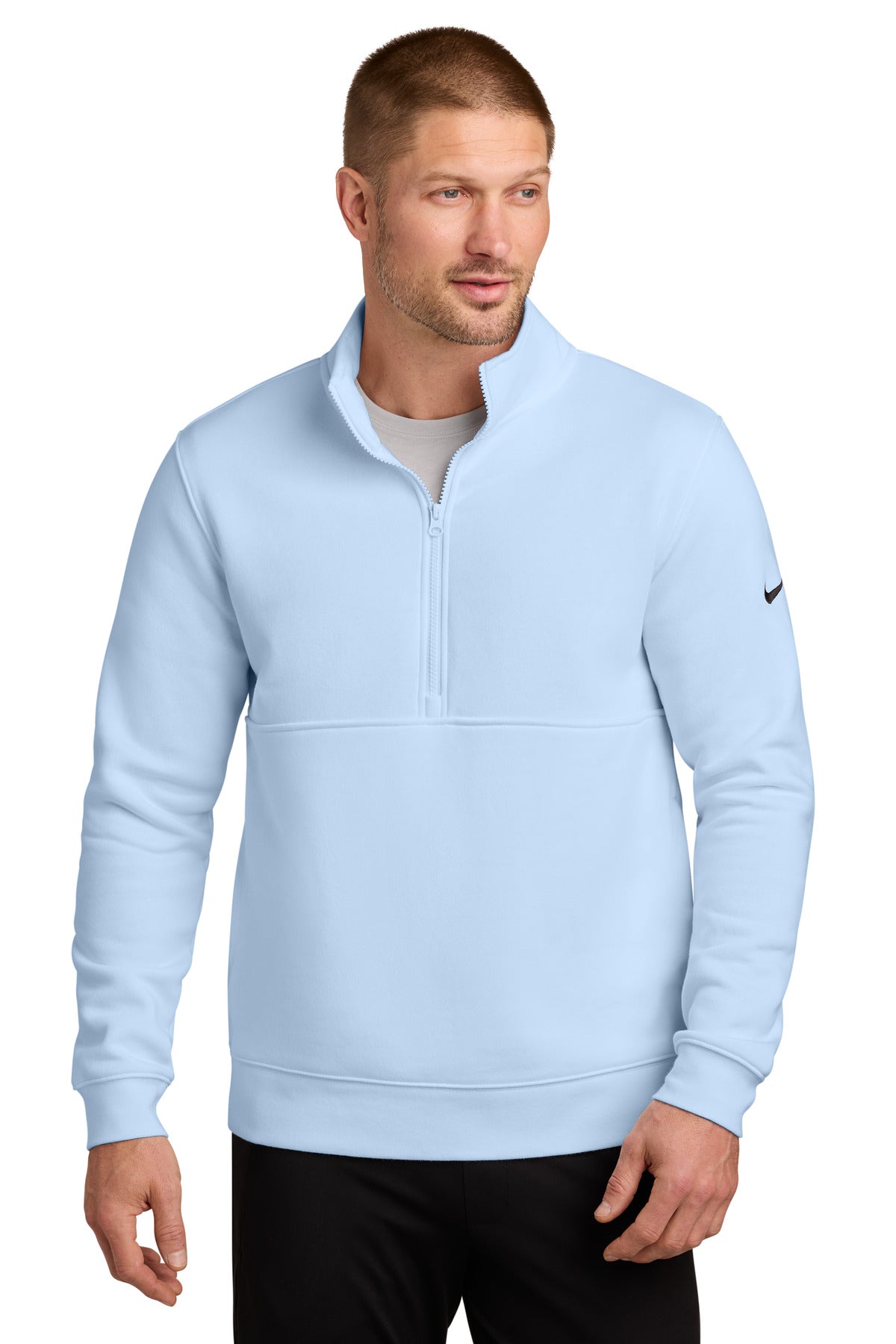 Nike Club Fleece Sleeve Swoosh 1/2-Zip NKDX6718 - EMBROIDERED