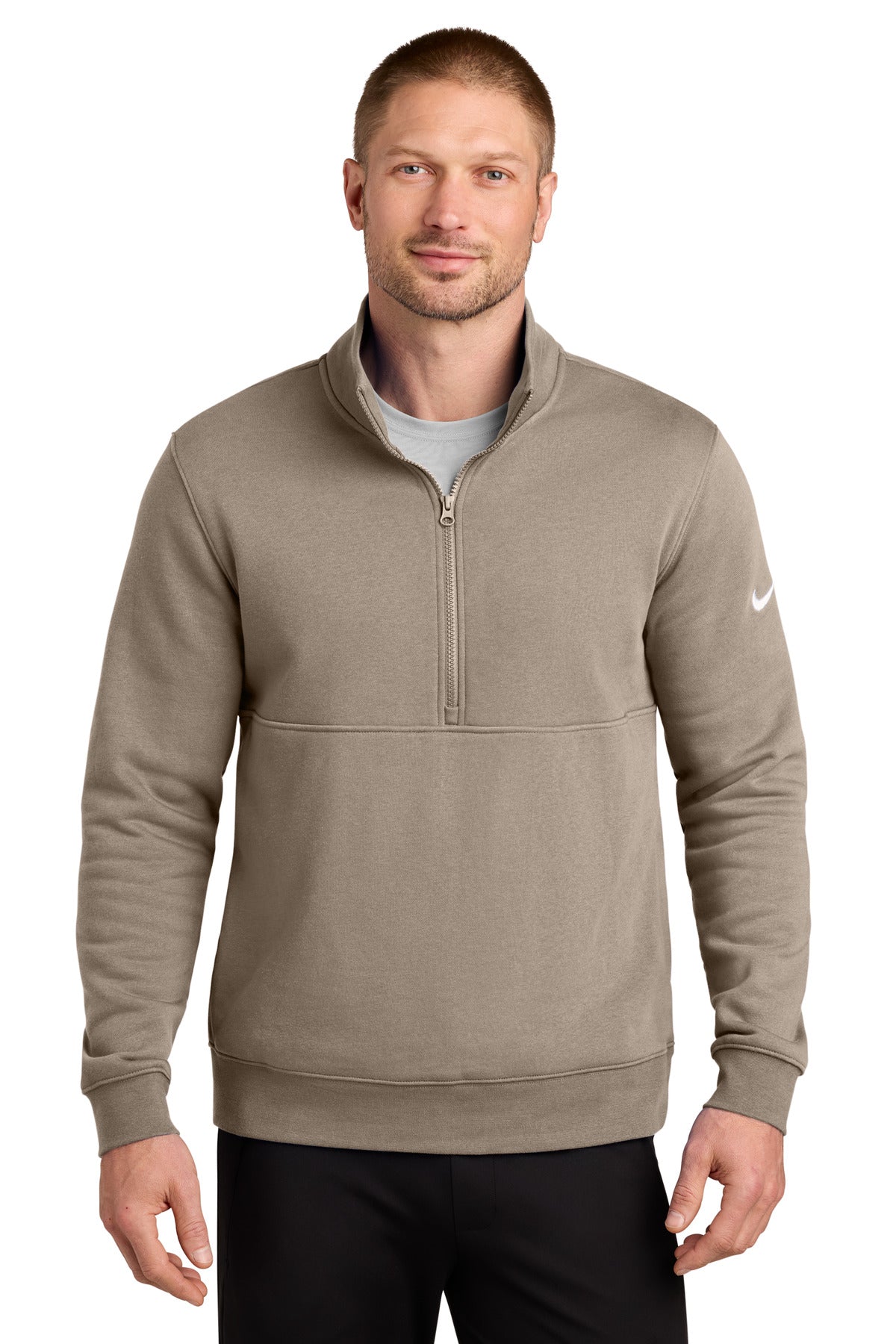 Nike Club Fleece Sleeve Swoosh 1/2-Zip NKDX6718 - EMBROIDERED
