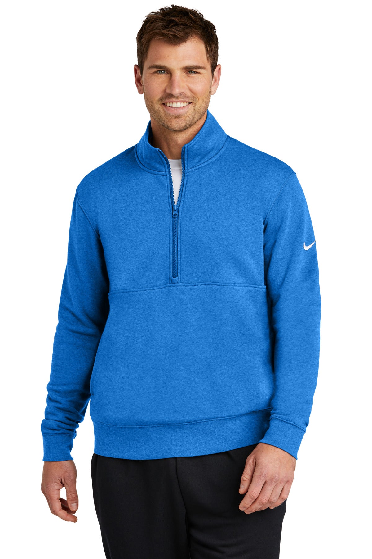 Nike Club Fleece Sleeve Swoosh 1/2-Zip NKDX6718 - EMBROIDERED