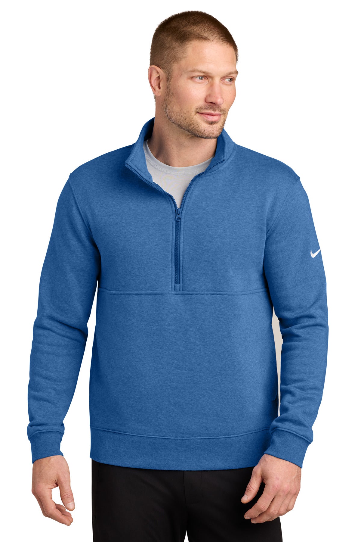 Nike Club Fleece Sleeve Swoosh 1/2-Zip NKDX6718 - EMBROIDERED