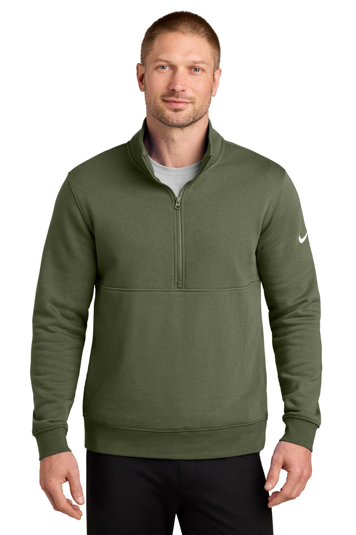Nike Club Fleece Sleeve Swoosh 1/2-Zip NKDX6718 - EMBROIDERED