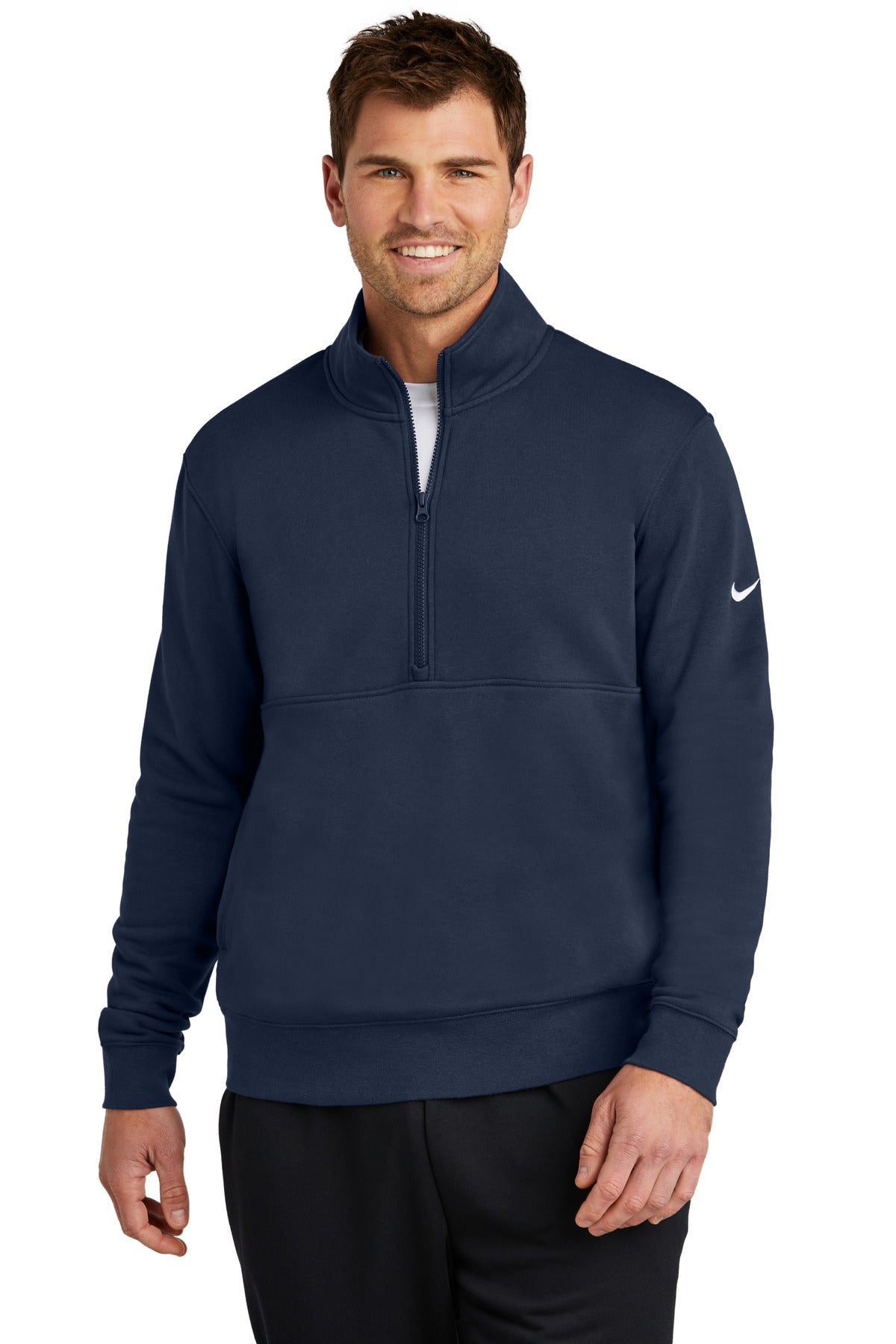 Nike Club Fleece Sleeve Swoosh 1/2-Zip NKDX6718 - EMBROIDERED