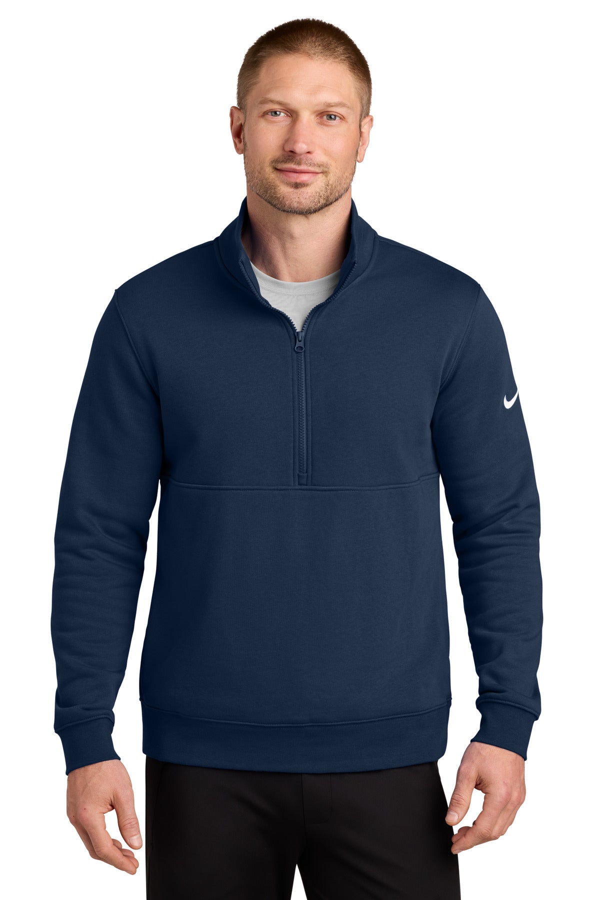 Nike Club Fleece Sleeve Swoosh 1/2-Zip NKDX6718 - EMBROIDERED