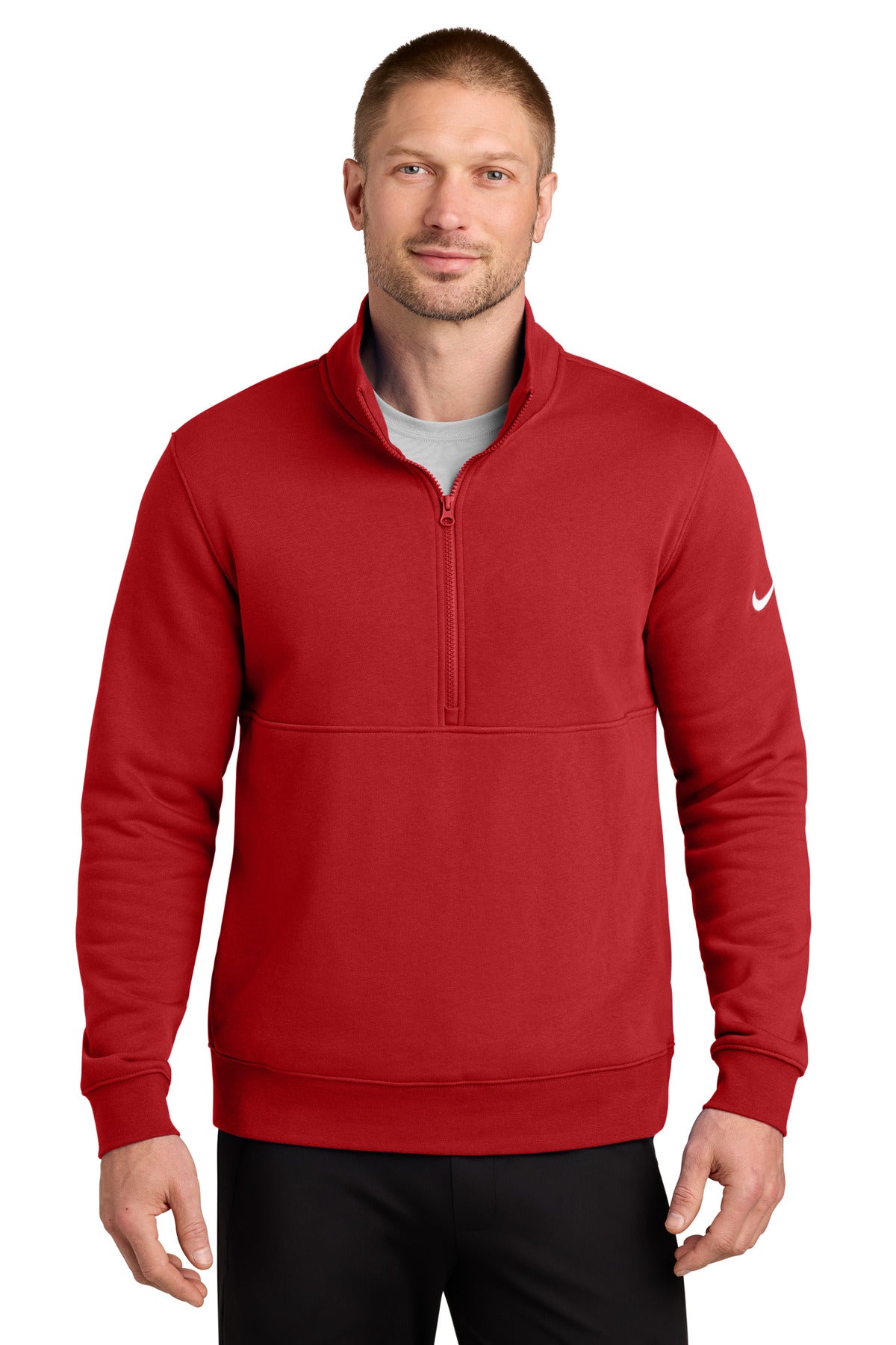 Nike Club Fleece Sleeve Swoosh 1/2-Zip NKDX6718 - EMBROIDERED